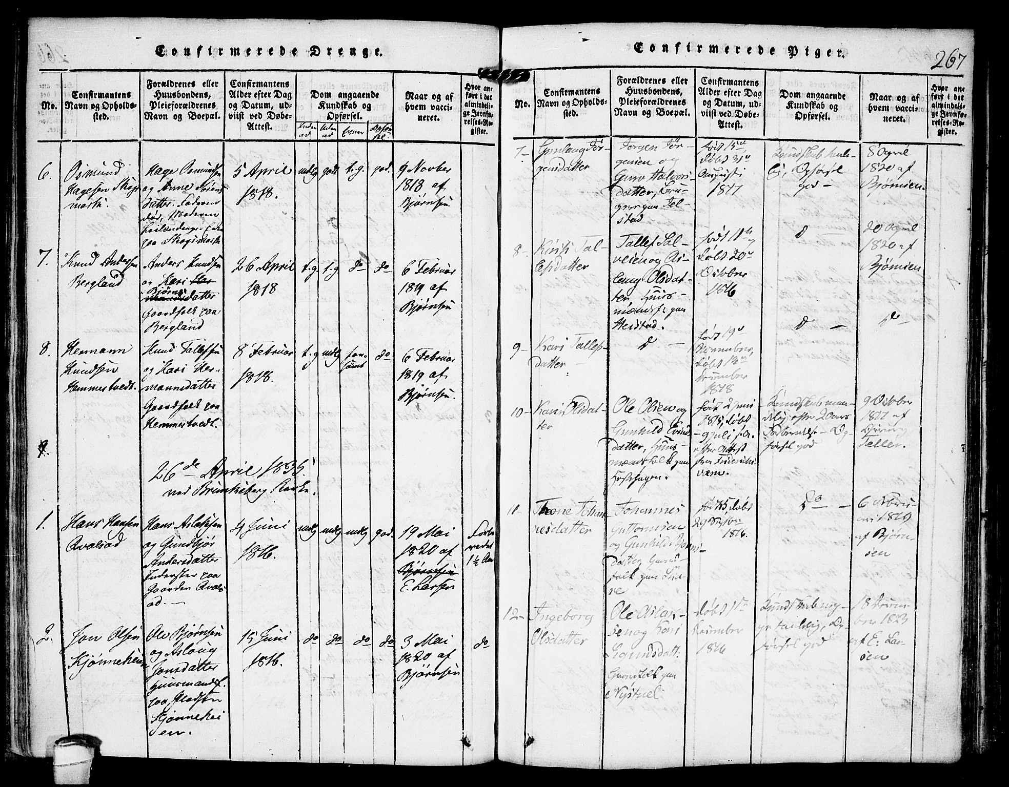 Kviteseid kirkebøker, SAKO/A-276/F/Fb/L0001: Parish register (official) no. II 1, 1815-1836, p. 267