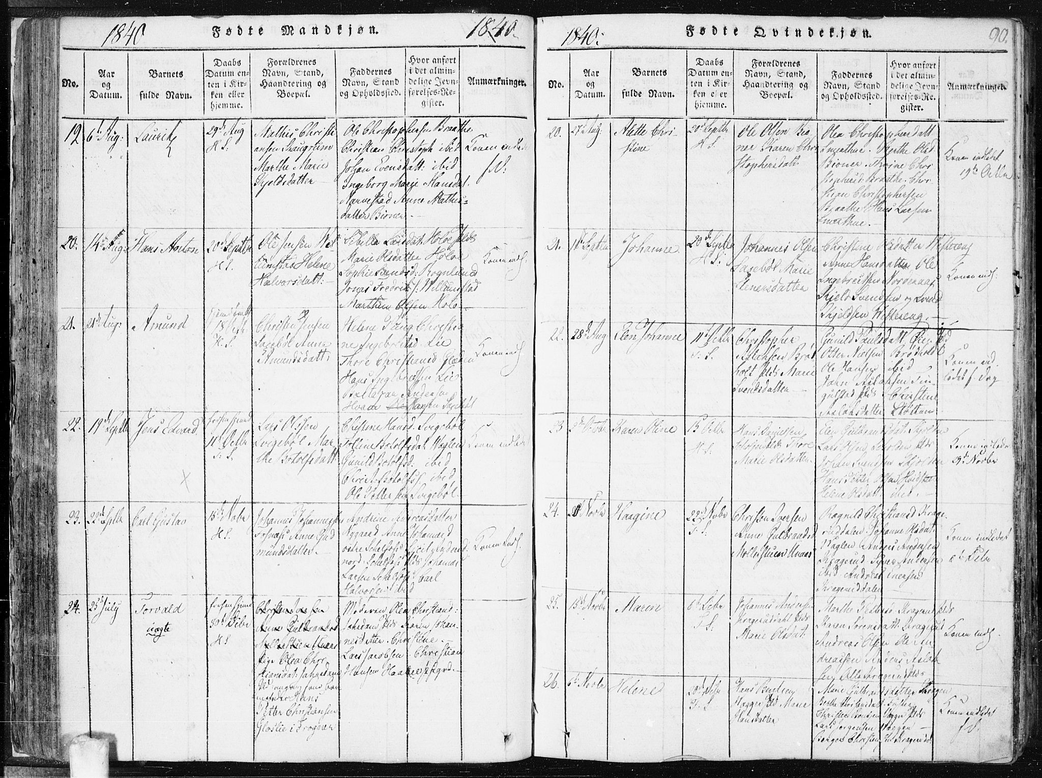 Hobøl prestekontor Kirkebøker, SAO/A-2002/F/Fa/L0002: Parish register (official) no. I 2, 1814-1841, p. 90