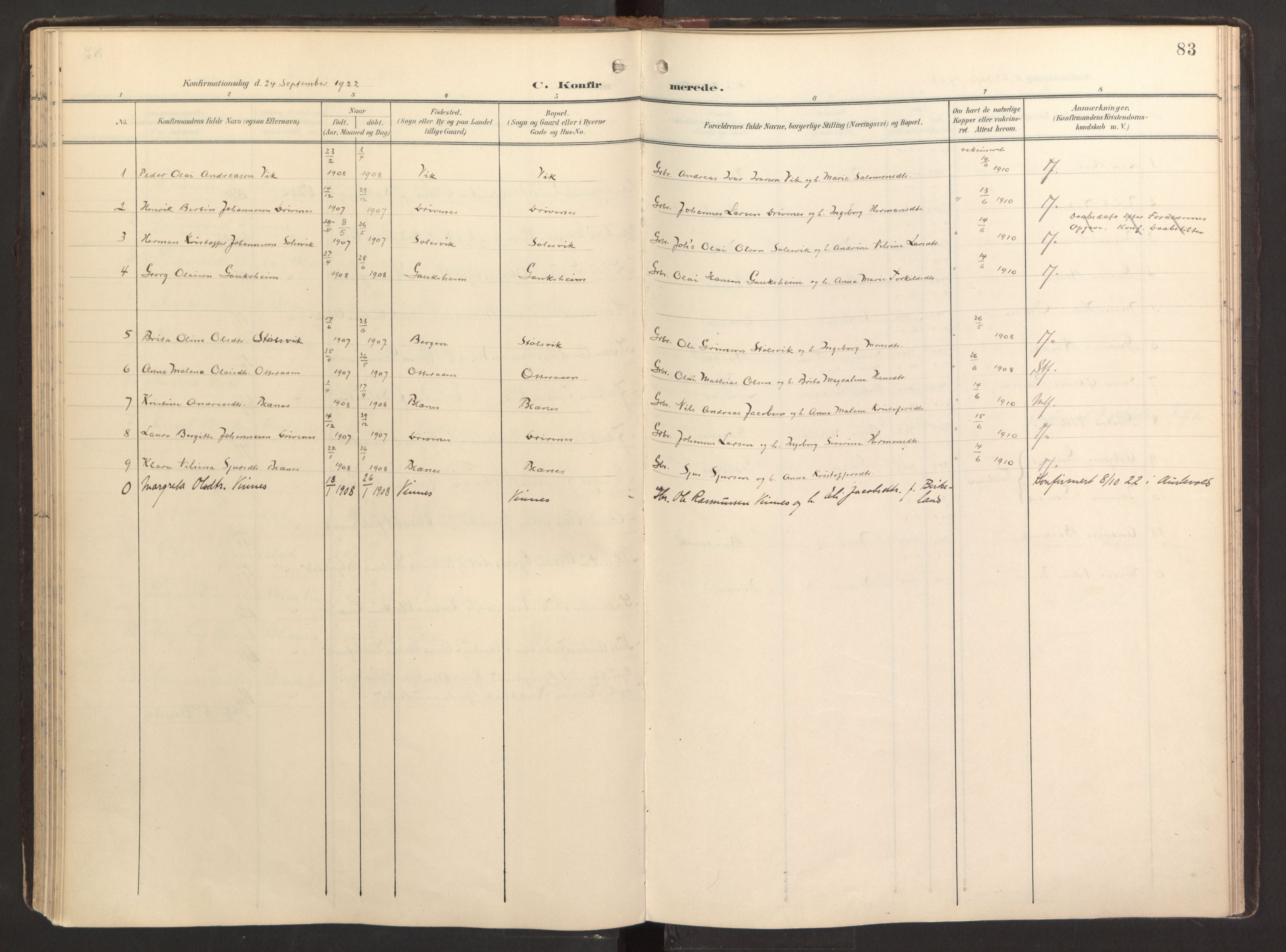 Fitjar sokneprestembete, SAB/A-99926: Parish register (official) no. B 1, 1900-1926, p. 83