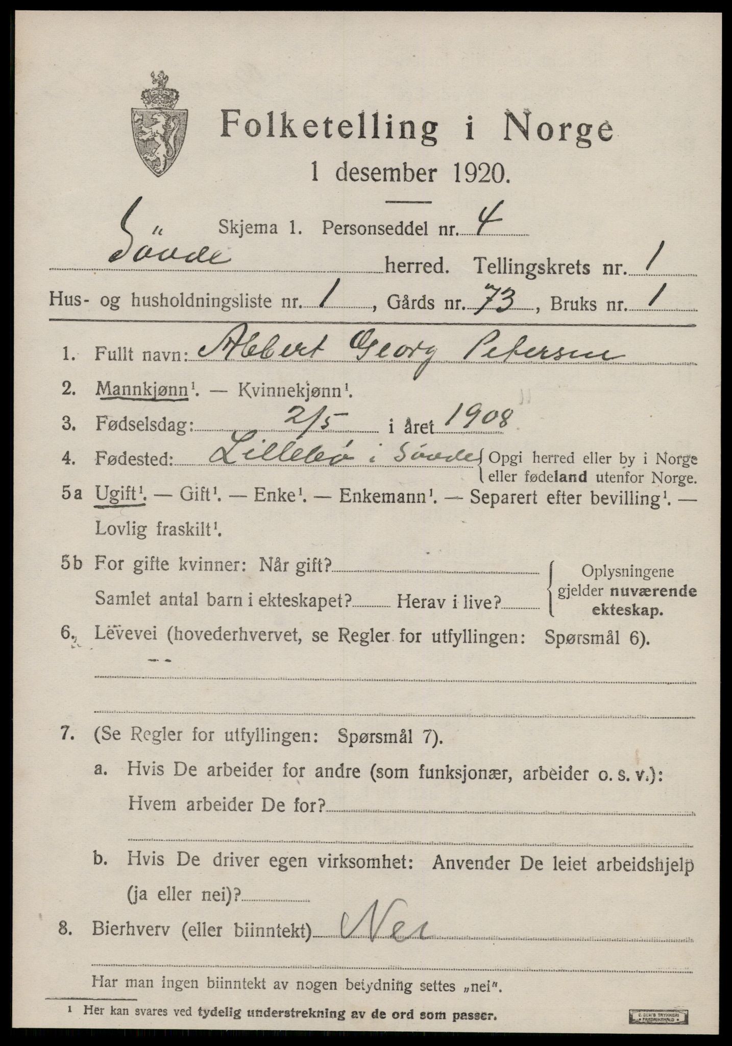 SAT, 1920 census for Syvde, 1920, p. 426