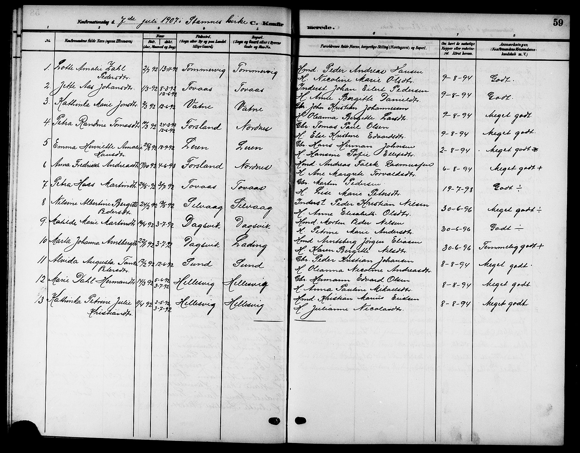 Ministerialprotokoller, klokkerbøker og fødselsregistre - Nordland, SAT/A-1459/832/L0494: Parish register (copy) no. 832C01, 1906-1922, p. 59