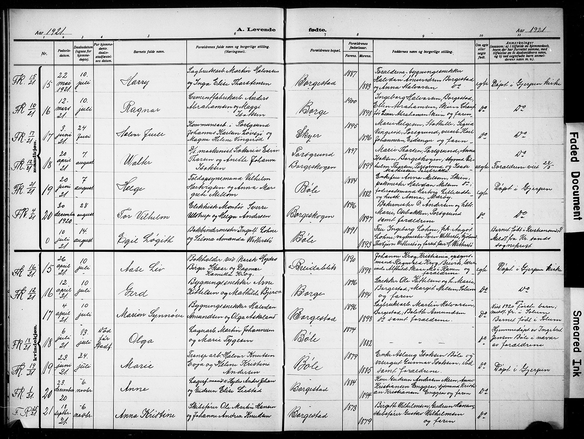 Gjerpen kirkebøker, AV/SAKO-A-265/G/Gb/L0001: Parish register (copy) no. II 1, 1920-1929