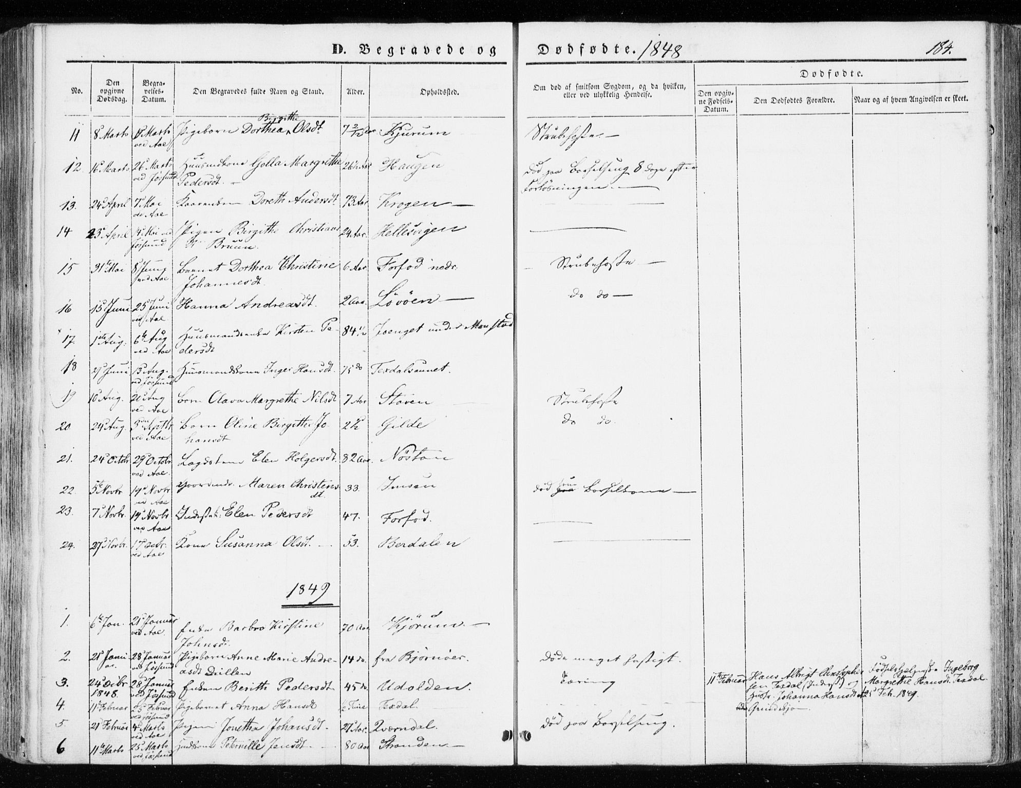 Ministerialprotokoller, klokkerbøker og fødselsregistre - Sør-Trøndelag, SAT/A-1456/655/L0677: Parish register (official) no. 655A06, 1847-1860, p. 184