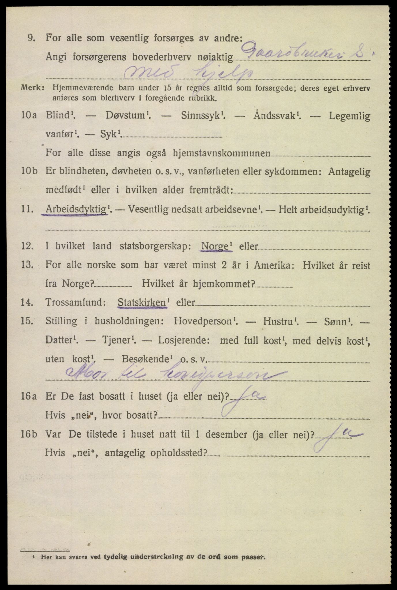 SAK, 1920 census for Vegårshei, 1920, p. 2173