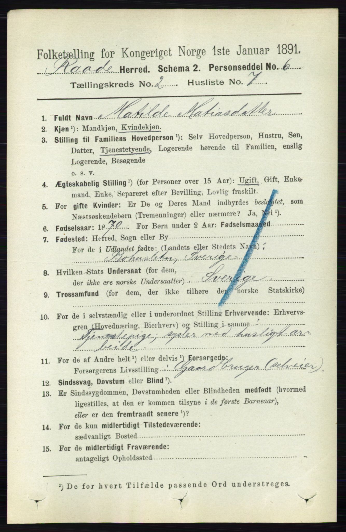 RA, 1891 census for 0135 Råde, 1891, p. 653