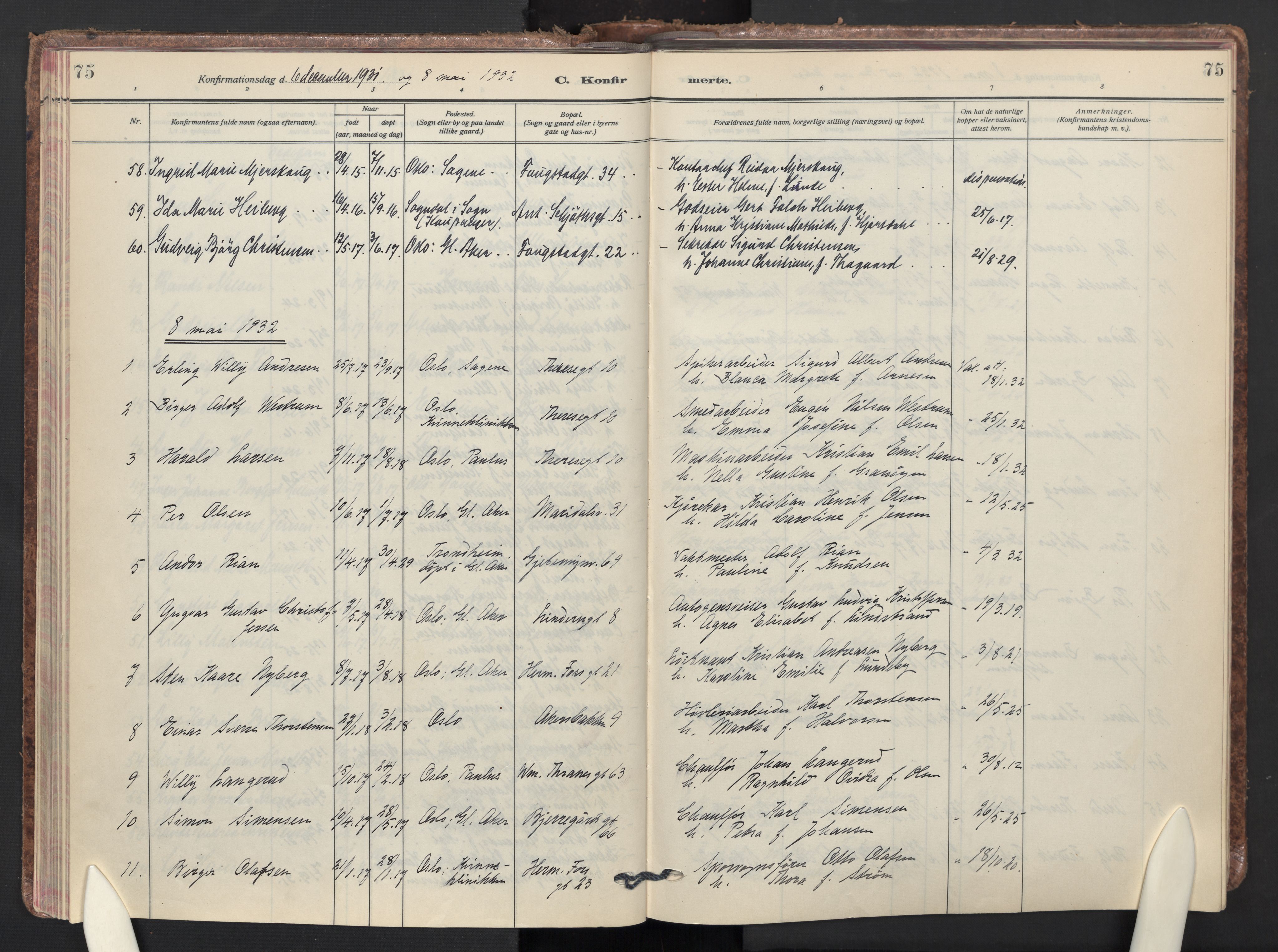 Gamle Aker prestekontor Kirkebøker, AV/SAO-A-10617a/F/L0019: Parish register (official) no. 19, 1925-1954, p. 75