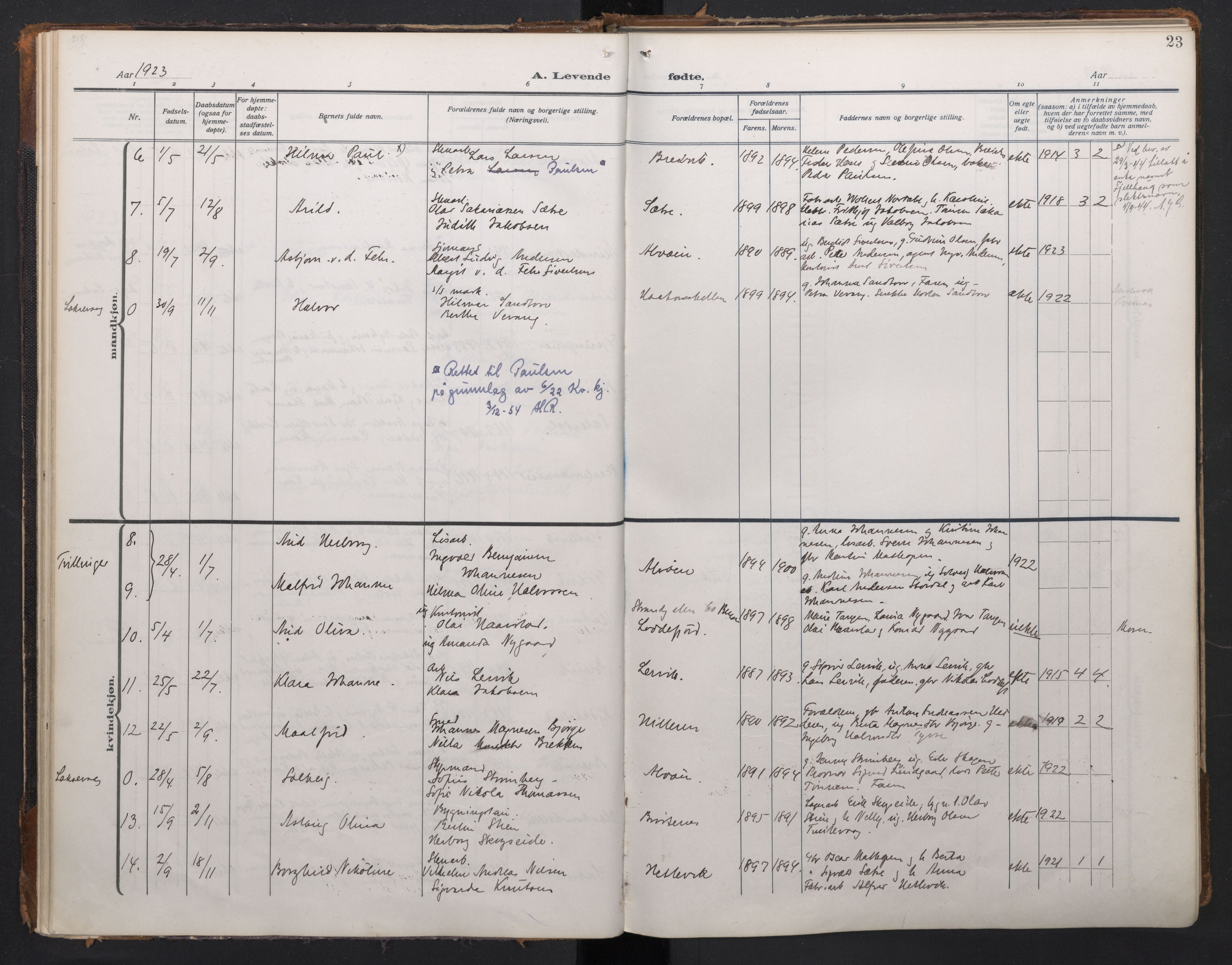 Laksevåg Sokneprestembete, AV/SAB-A-76501/H/Ha/Haa/Haah/L0001: Parish register (official) no. H 1, 1915-1934, p. 23