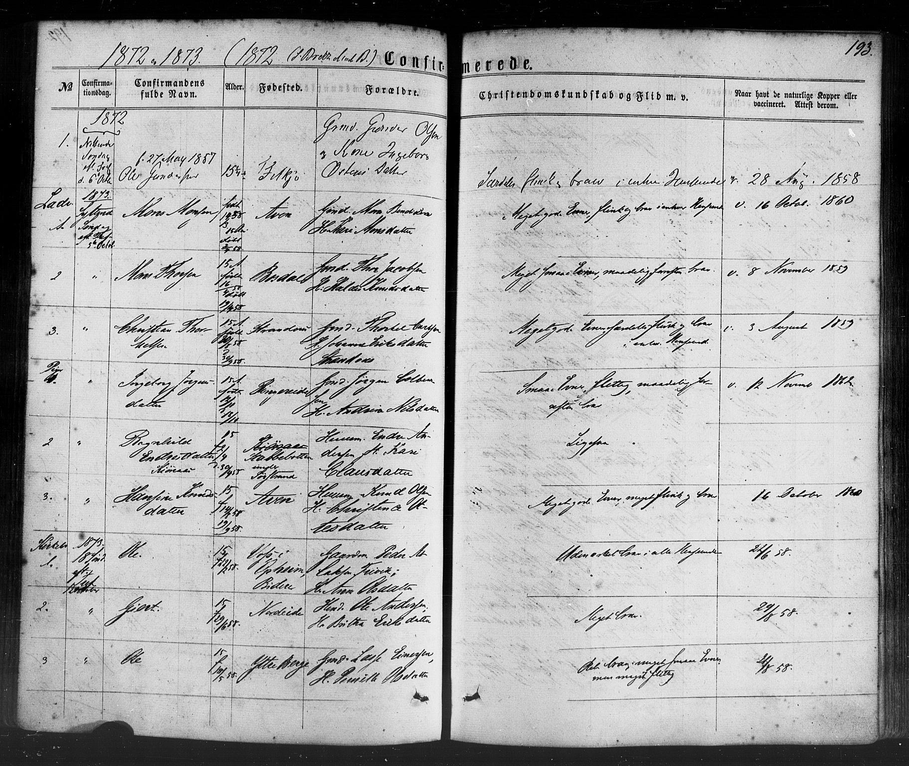 Lavik sokneprestembete, AV/SAB-A-80901: Parish register (official) no. A 4, 1864-1881, p. 193