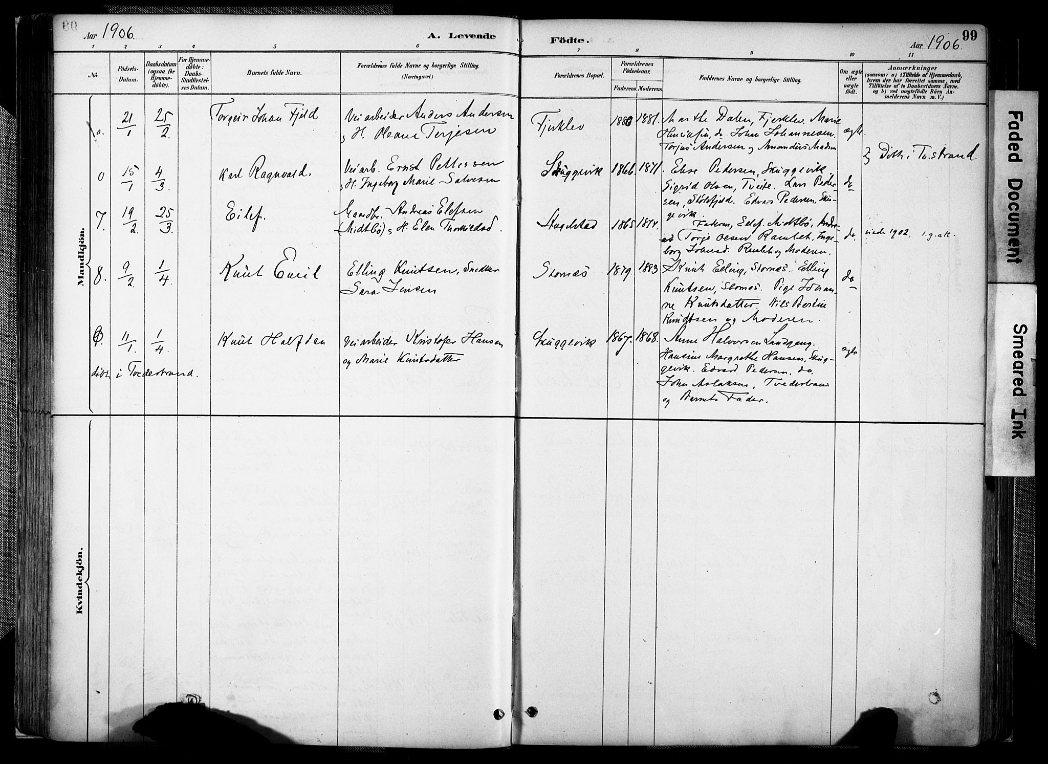Holt sokneprestkontor, SAK/1111-0021/F/Fa/L0012: Parish register (official) no. A 12, 1885-1907, p. 99