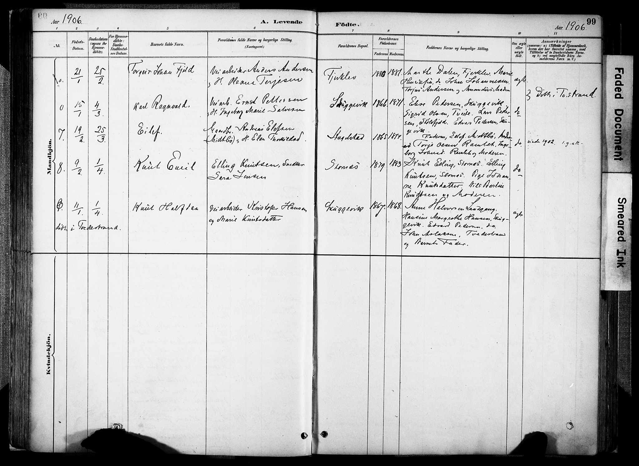 Holt sokneprestkontor, AV/SAK-1111-0021/F/Fa/L0012: Parish register (official) no. A 12, 1885-1907, p. 99