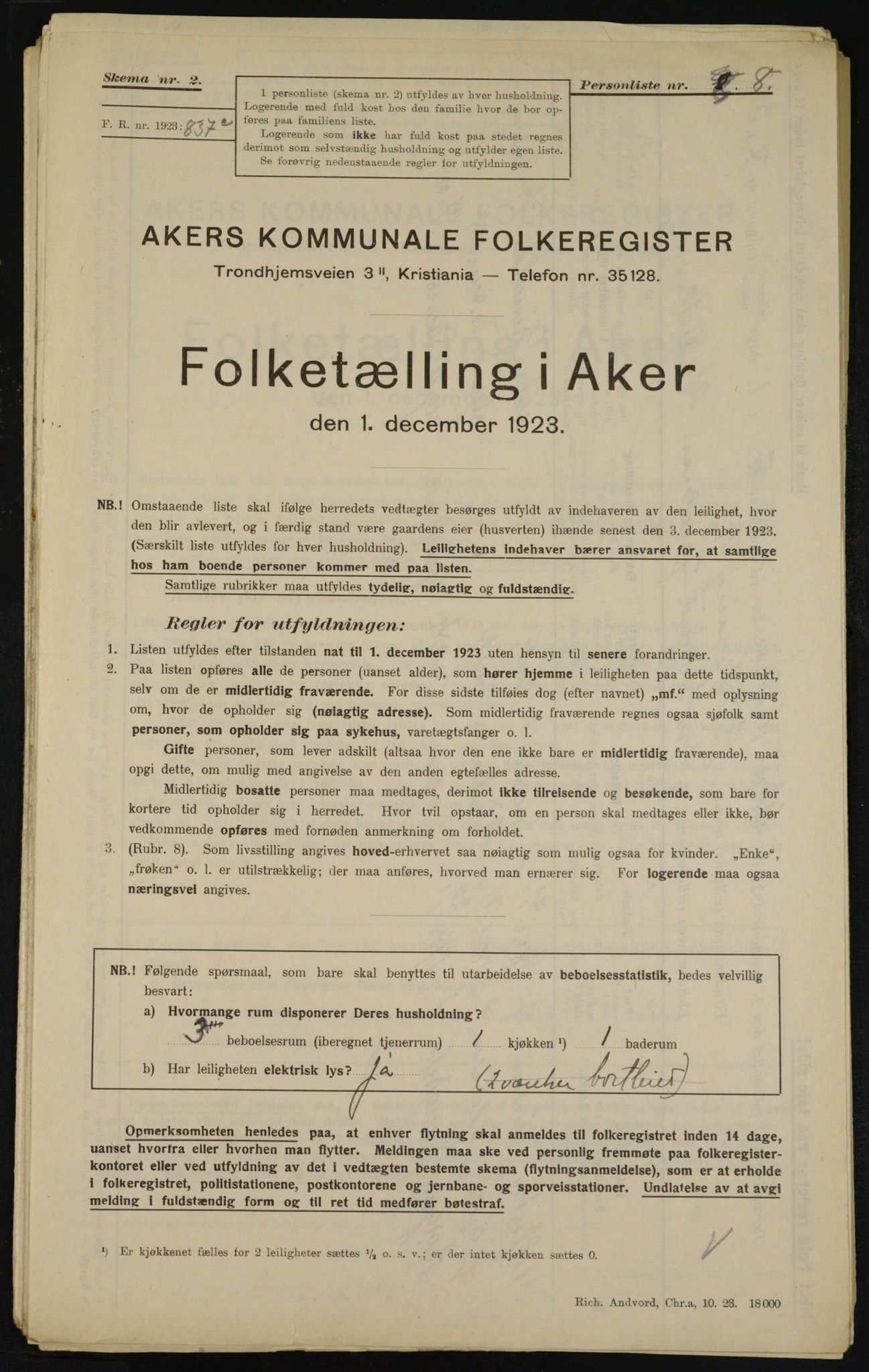 , Municipal Census 1923 for Aker, 1923, p. 12466