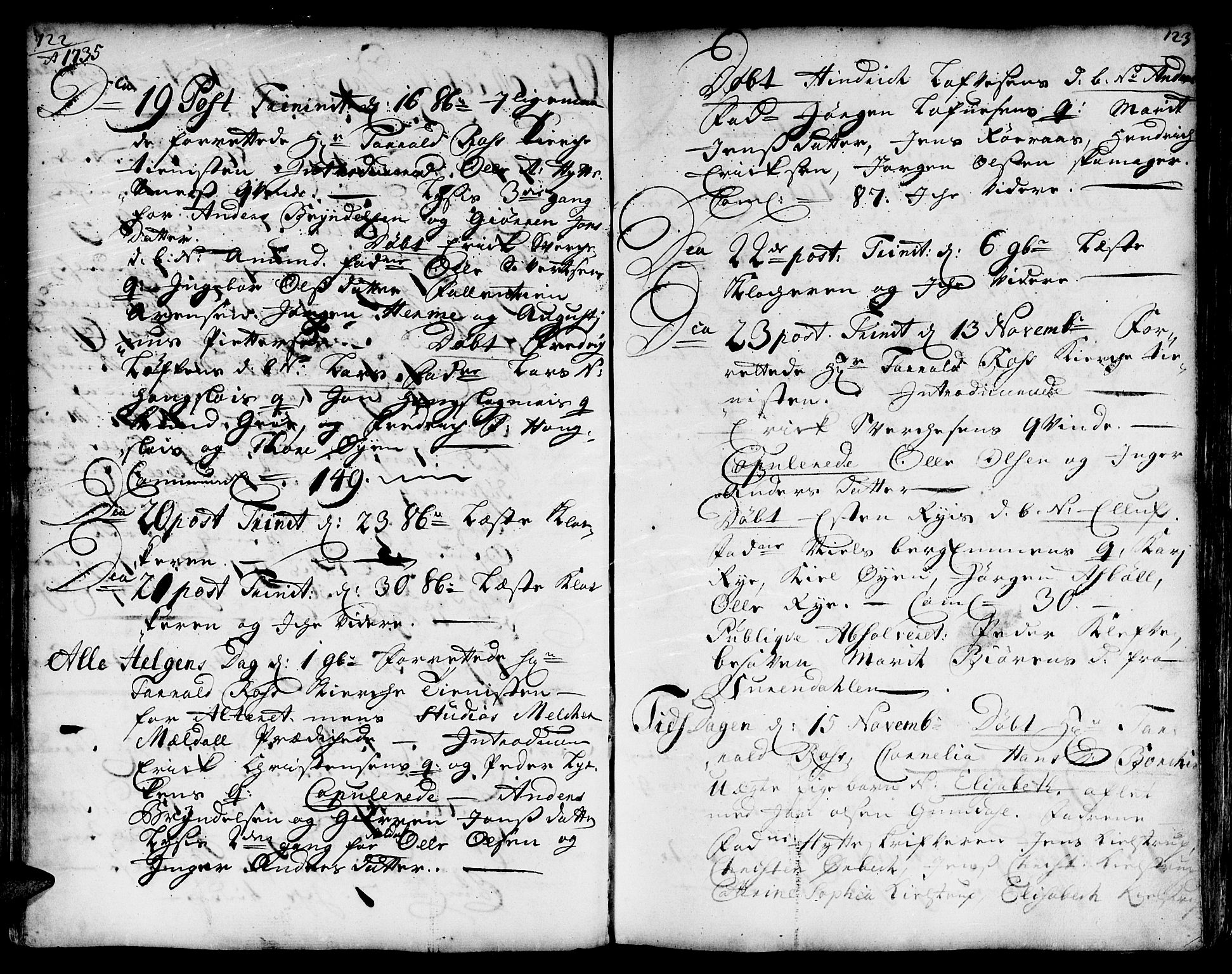 Ministerialprotokoller, klokkerbøker og fødselsregistre - Sør-Trøndelag, SAT/A-1456/671/L0839: Parish register (official) no. 671A01, 1730-1755, p. 122-123