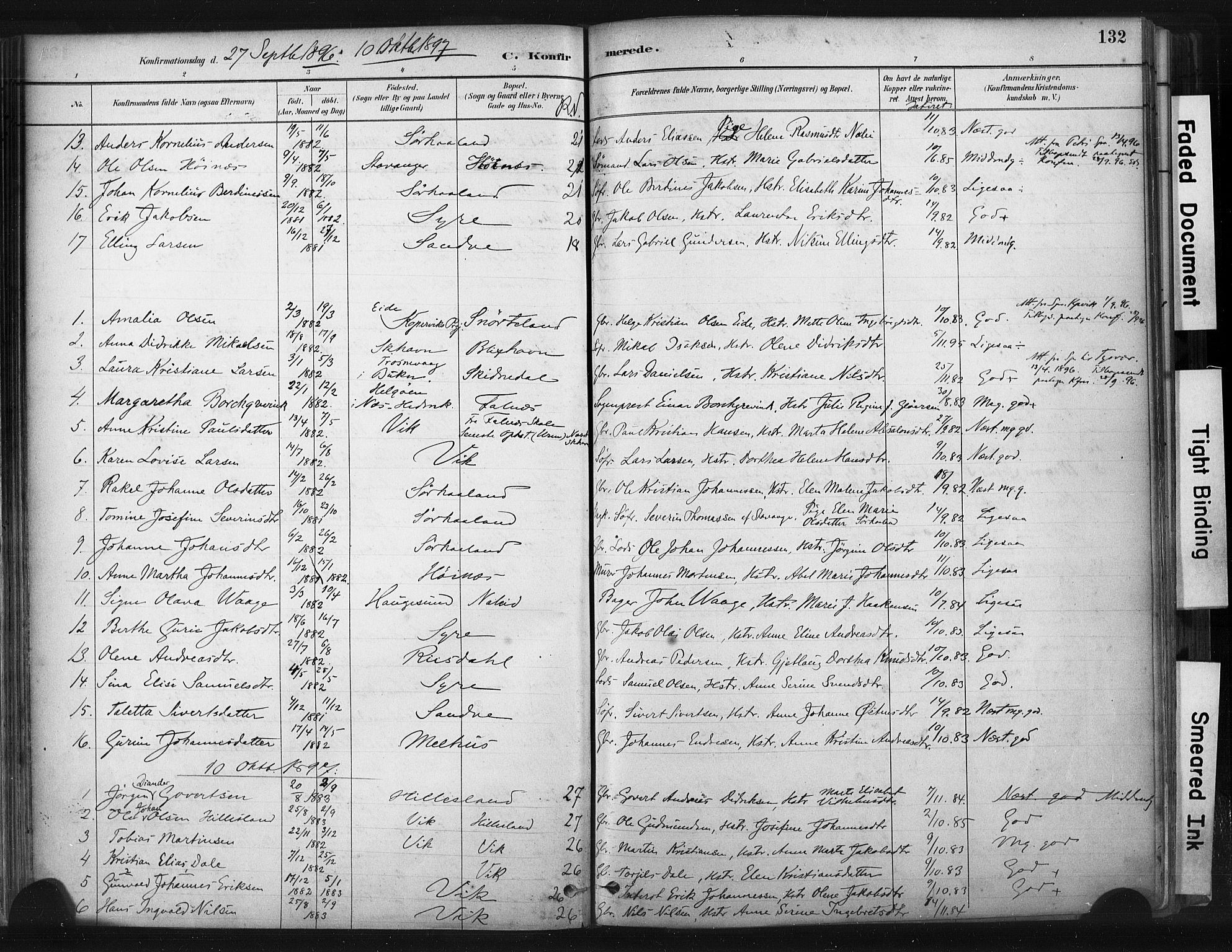 Skudenes sokneprestkontor, SAST/A -101849/H/Ha/Haa/L0009: Parish register (official) no. A 6, 1882-1912, p. 132