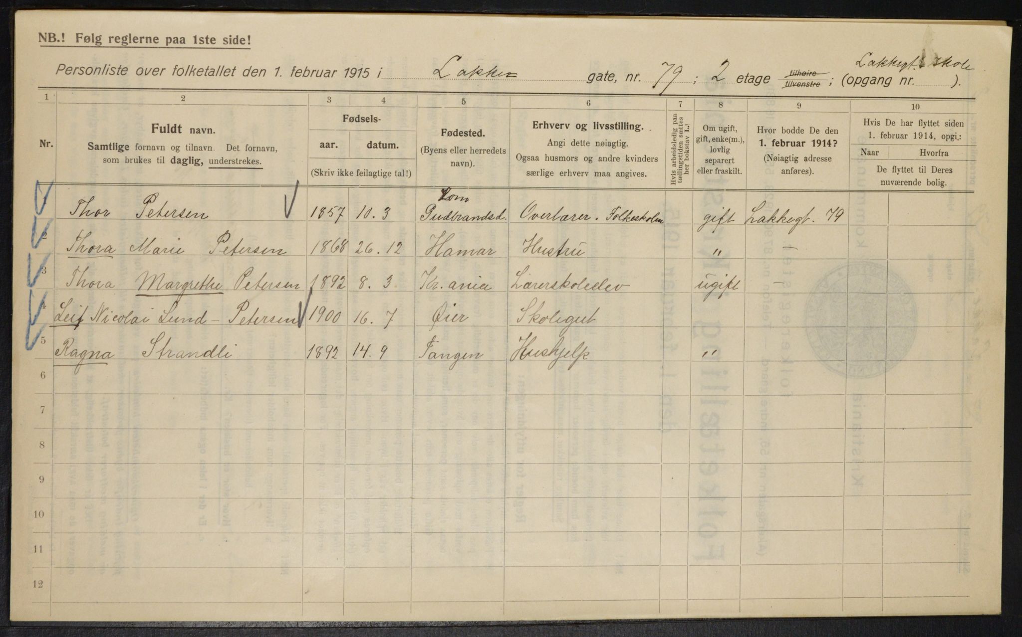 OBA, Municipal Census 1915 for Kristiania, 1915, p. 55772