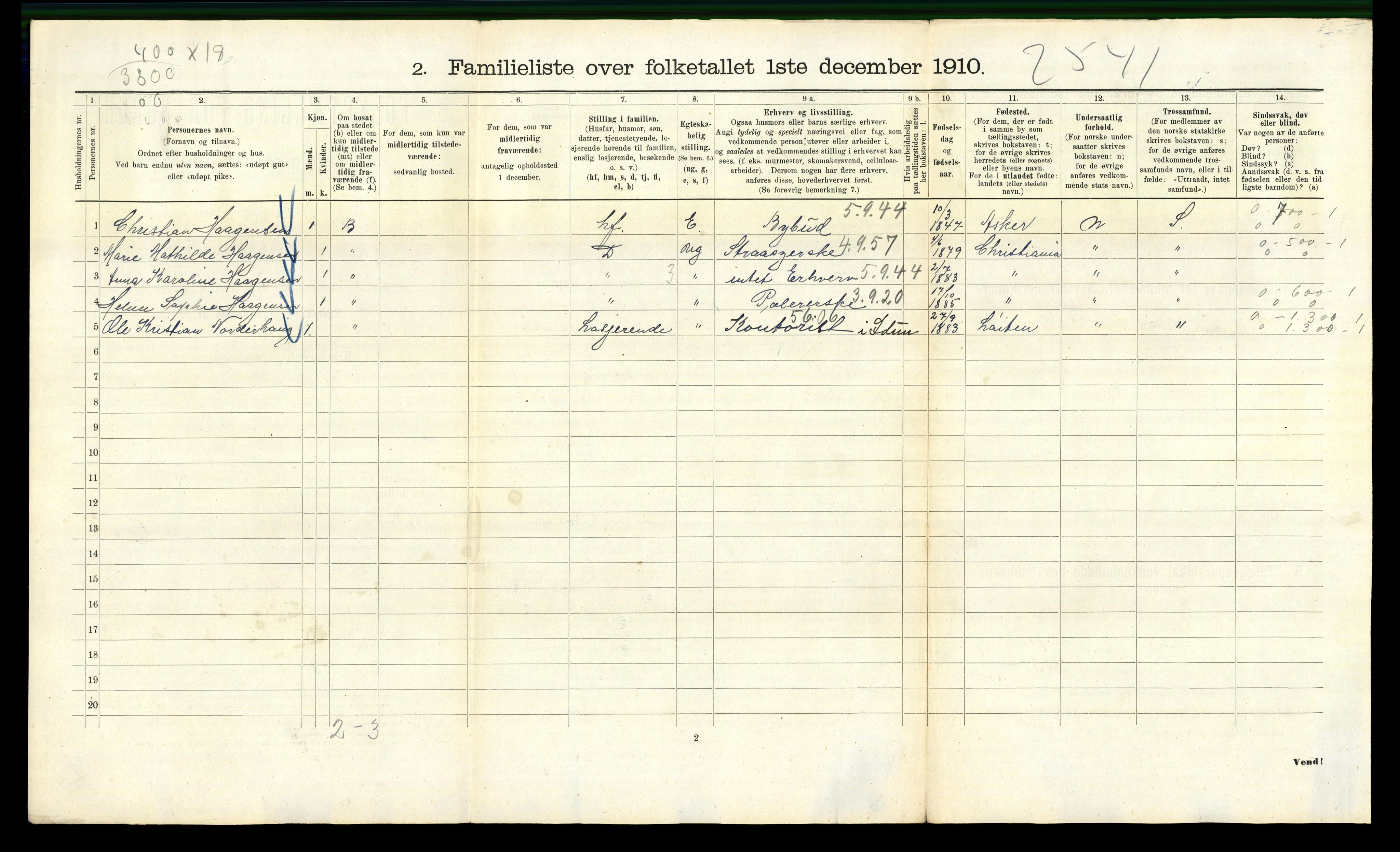 RA, 1910 census for Kristiania, 1910, p. 118010