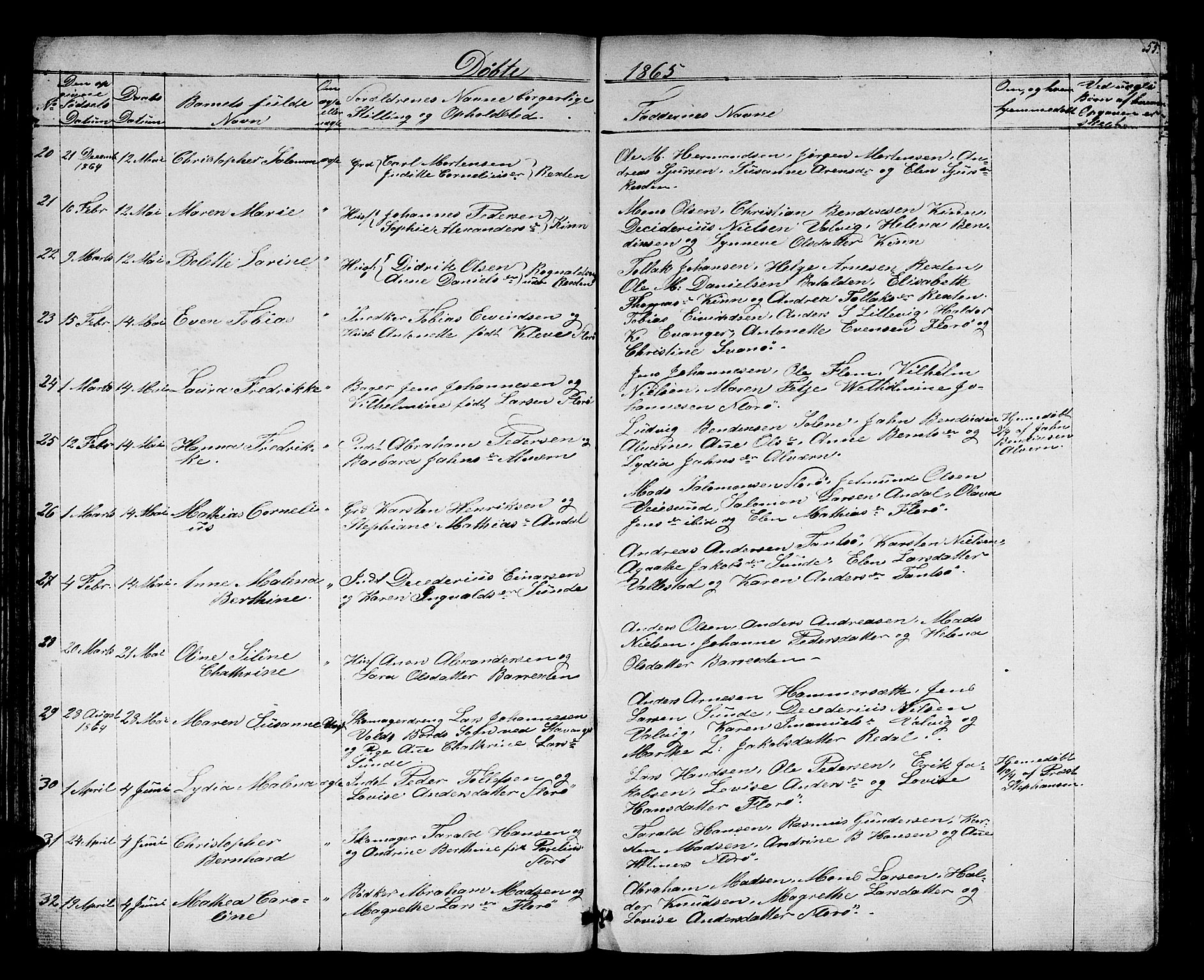 Kinn sokneprestembete, AV/SAB-A-80801/H/Hab/Haba/L0001: Parish register (copy) no. A 1, 1853-1868, p. 54