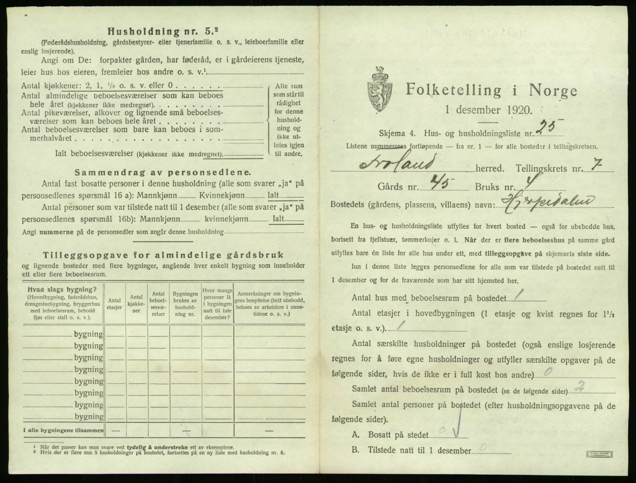 SAK, 1920 census for Froland, 1920, p. 685