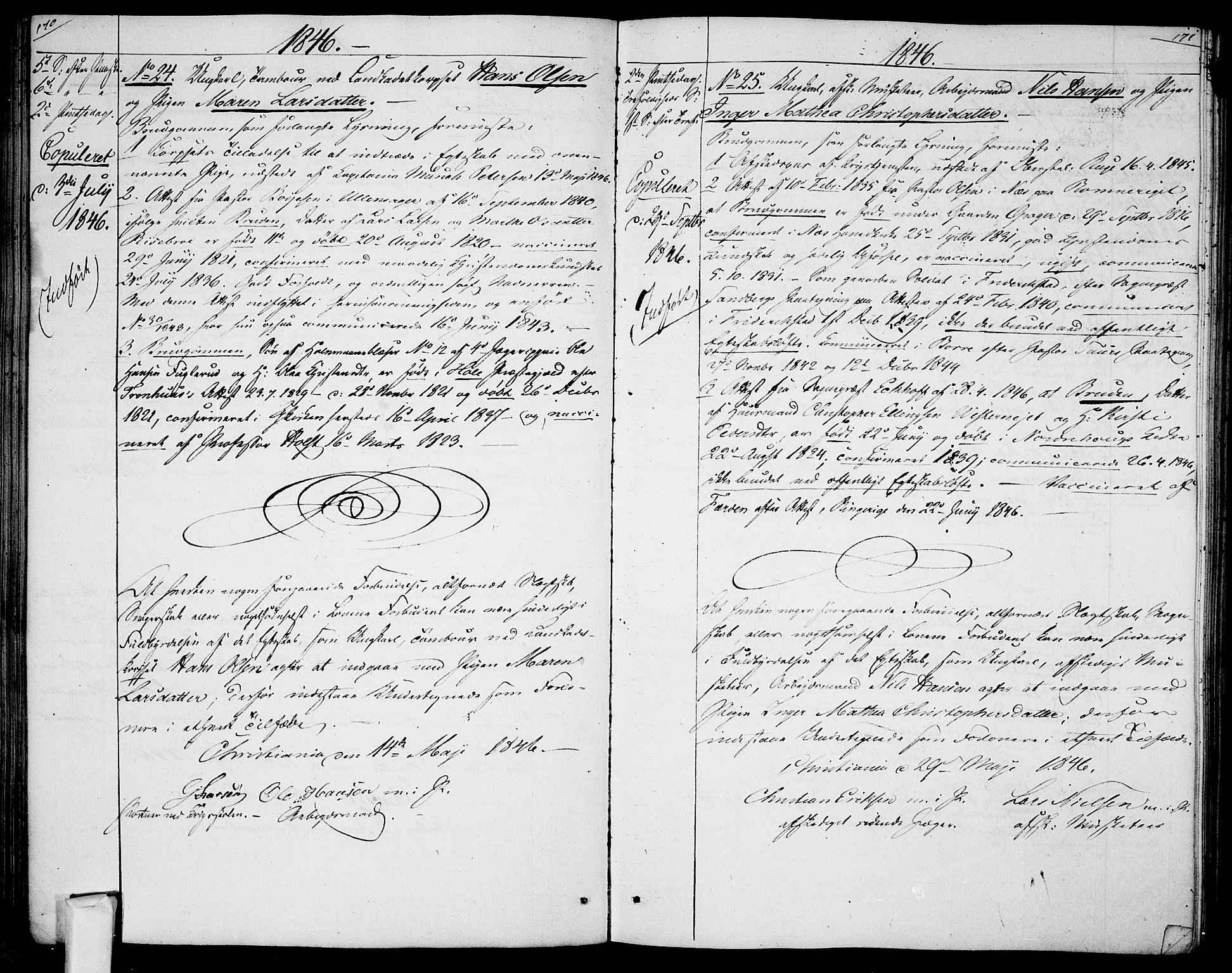 Garnisonsmenigheten Kirkebøker, AV/SAO-A-10846/H/Ha/L0005: Banns register no. I 5, 1844-1856, p. 170-171