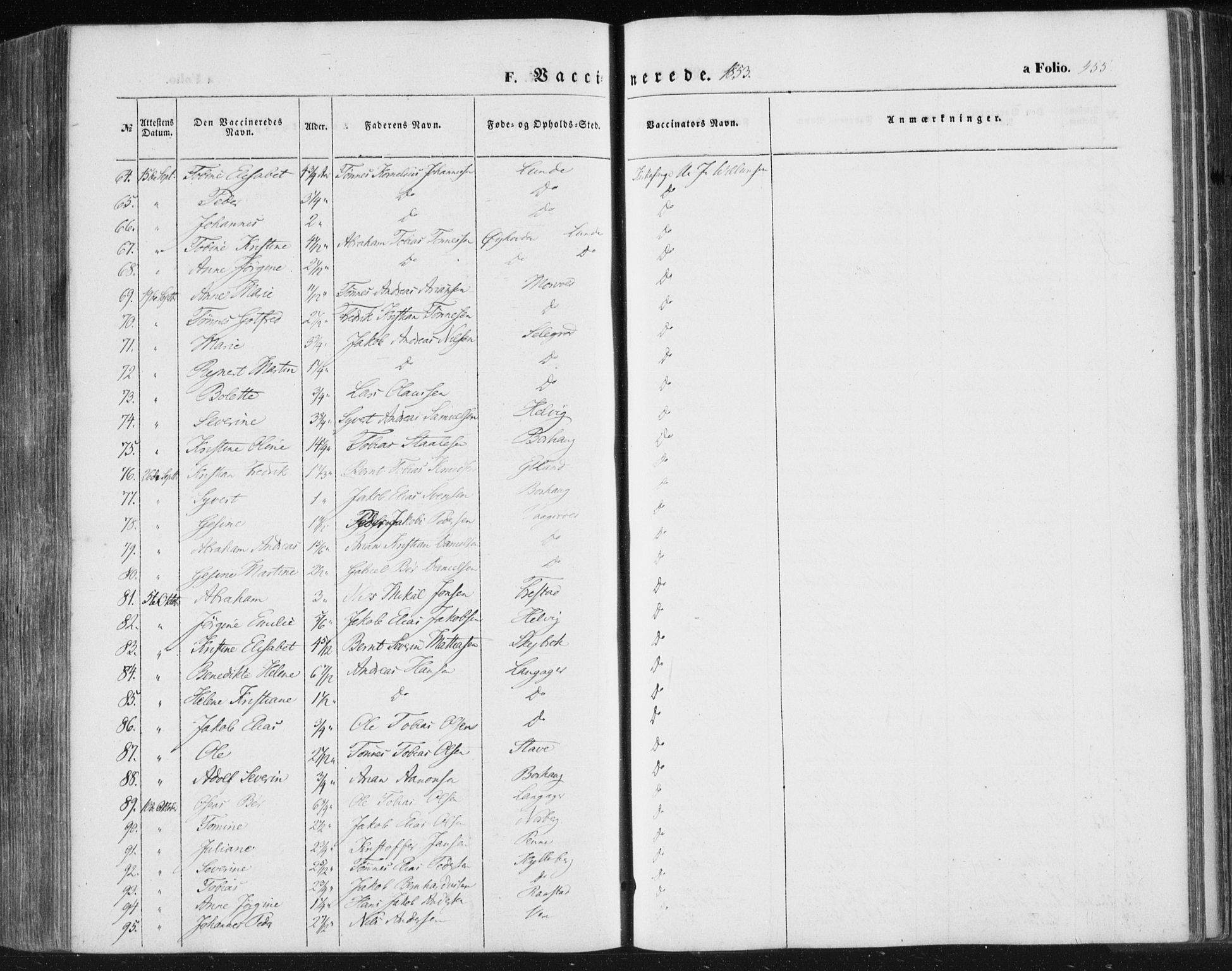 Lista sokneprestkontor, SAK/1111-0027/F/Fa/L0010: Parish register (official) no. A 10, 1846-1861, p. 455