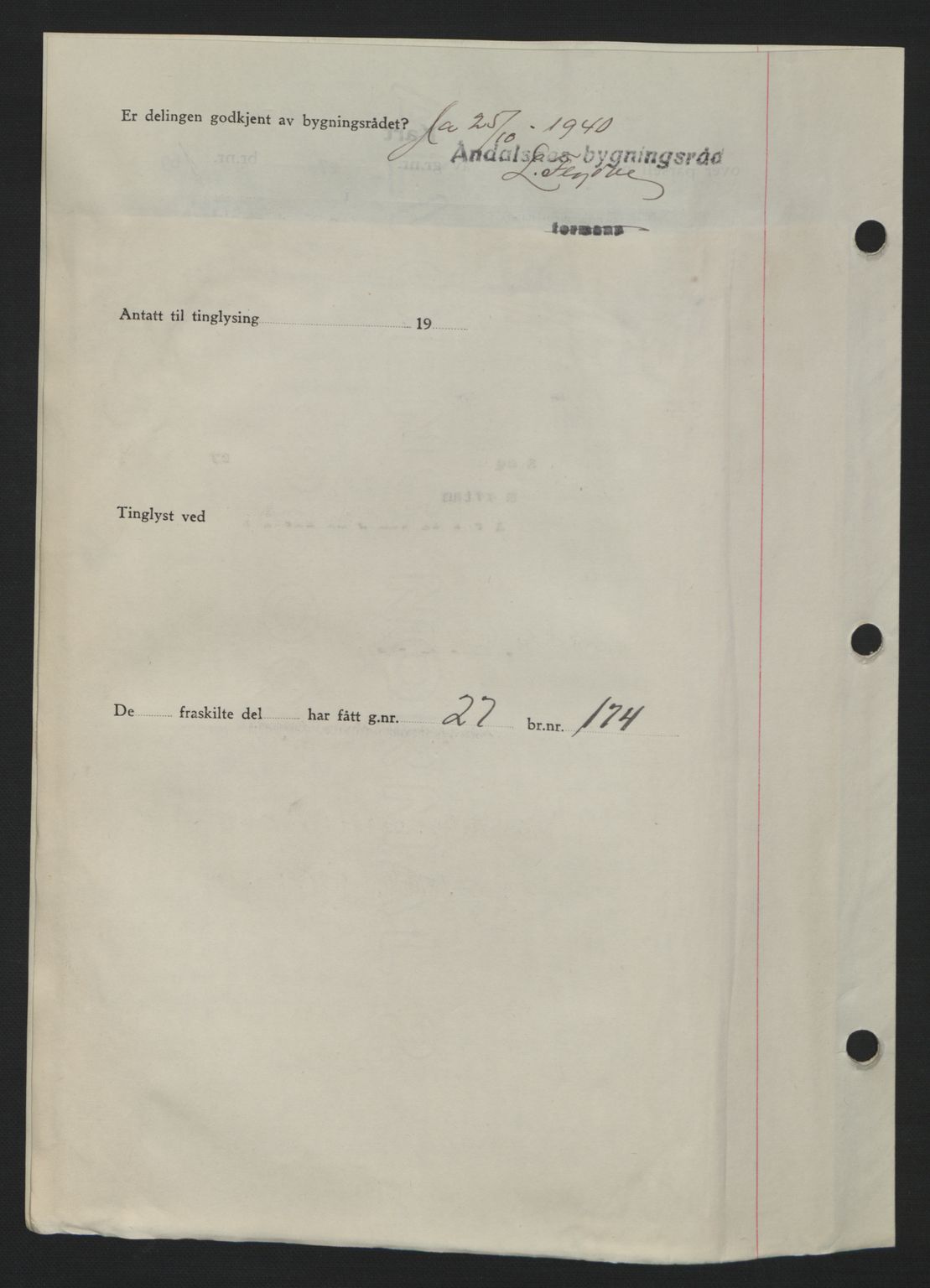 Romsdal sorenskriveri, AV/SAT-A-4149/1/2/2C: Mortgage book no. A10, 1941-1941, Diary no: : 1563/1941