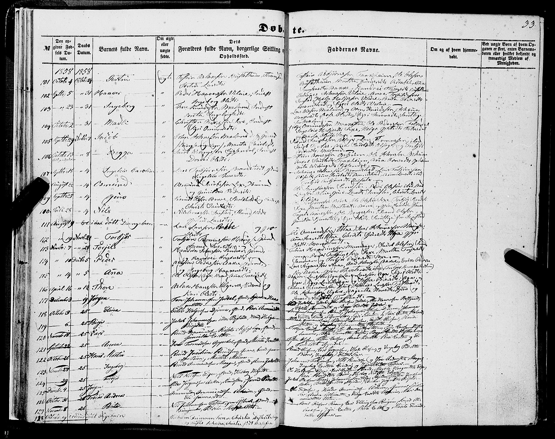 Ullensvang sokneprestembete, AV/SAB-A-78701/H/Haa: Parish register (official) no. A 11, 1854-1866, p. 33