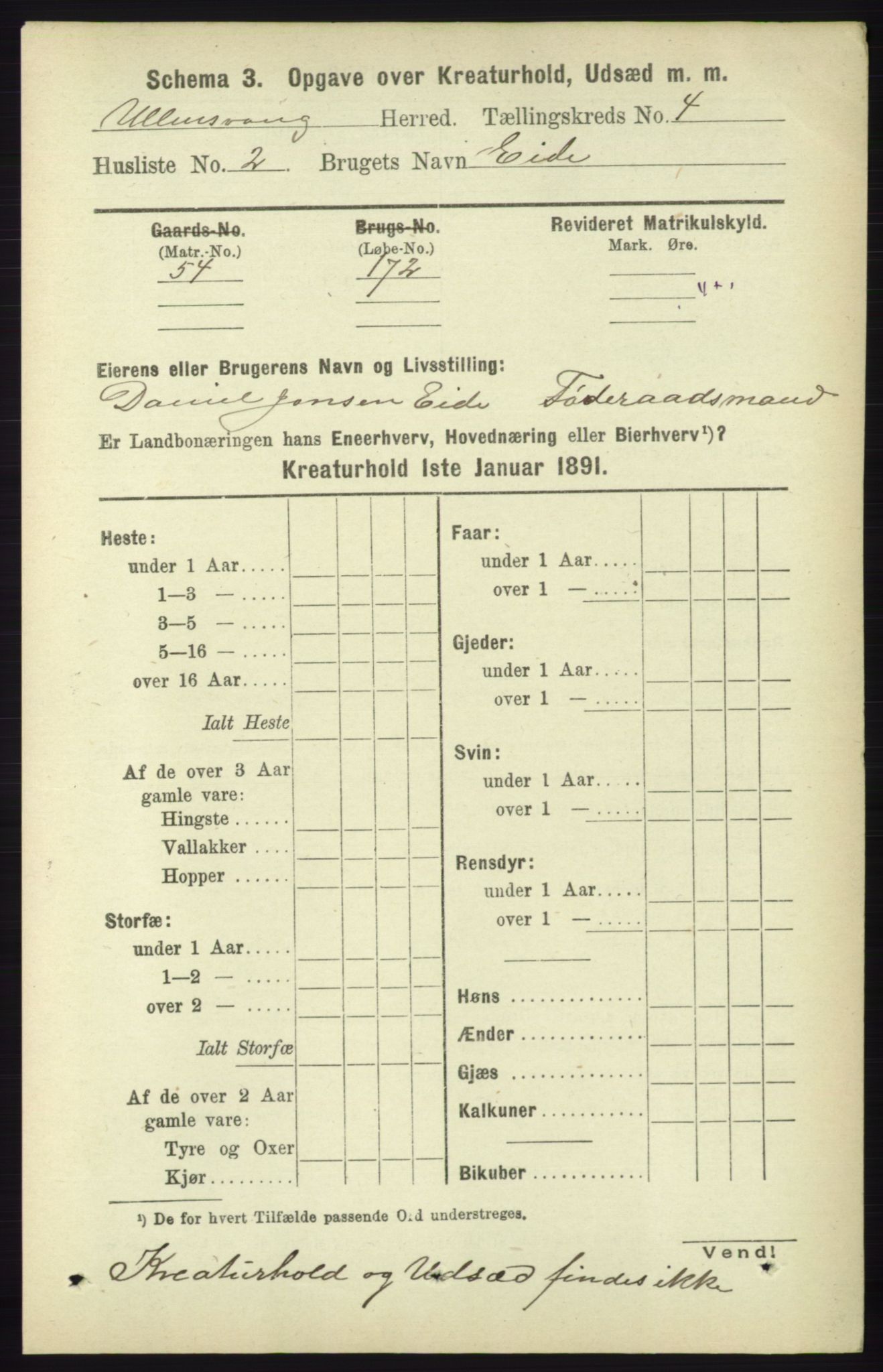 RA, 1891 census for 1230 Ullensvang, 1891, p. 6908