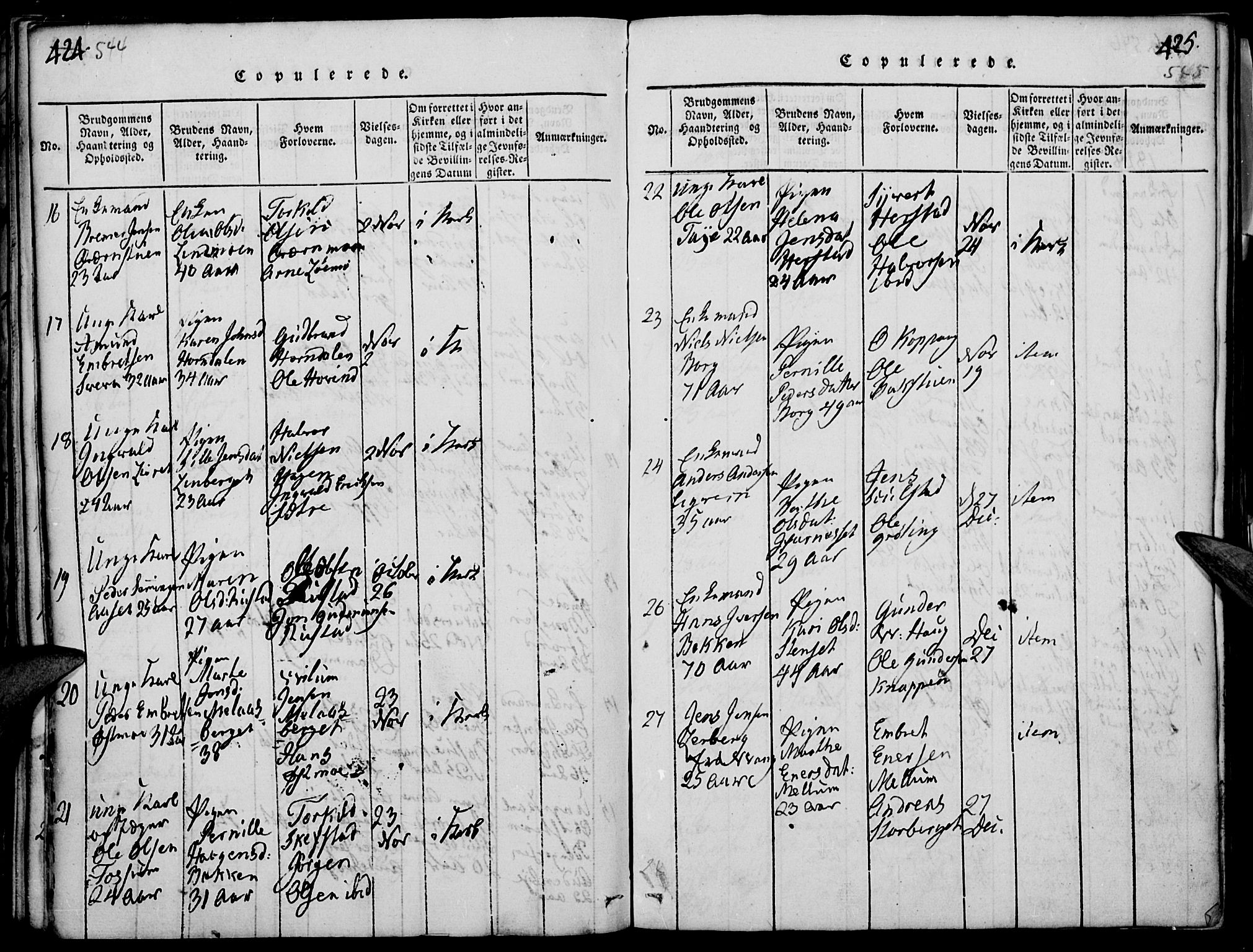 Elverum prestekontor, AV/SAH-PREST-044/H/Ha/Haa/L0007: Parish register (official) no. 7, 1815-1830, p. 544-545