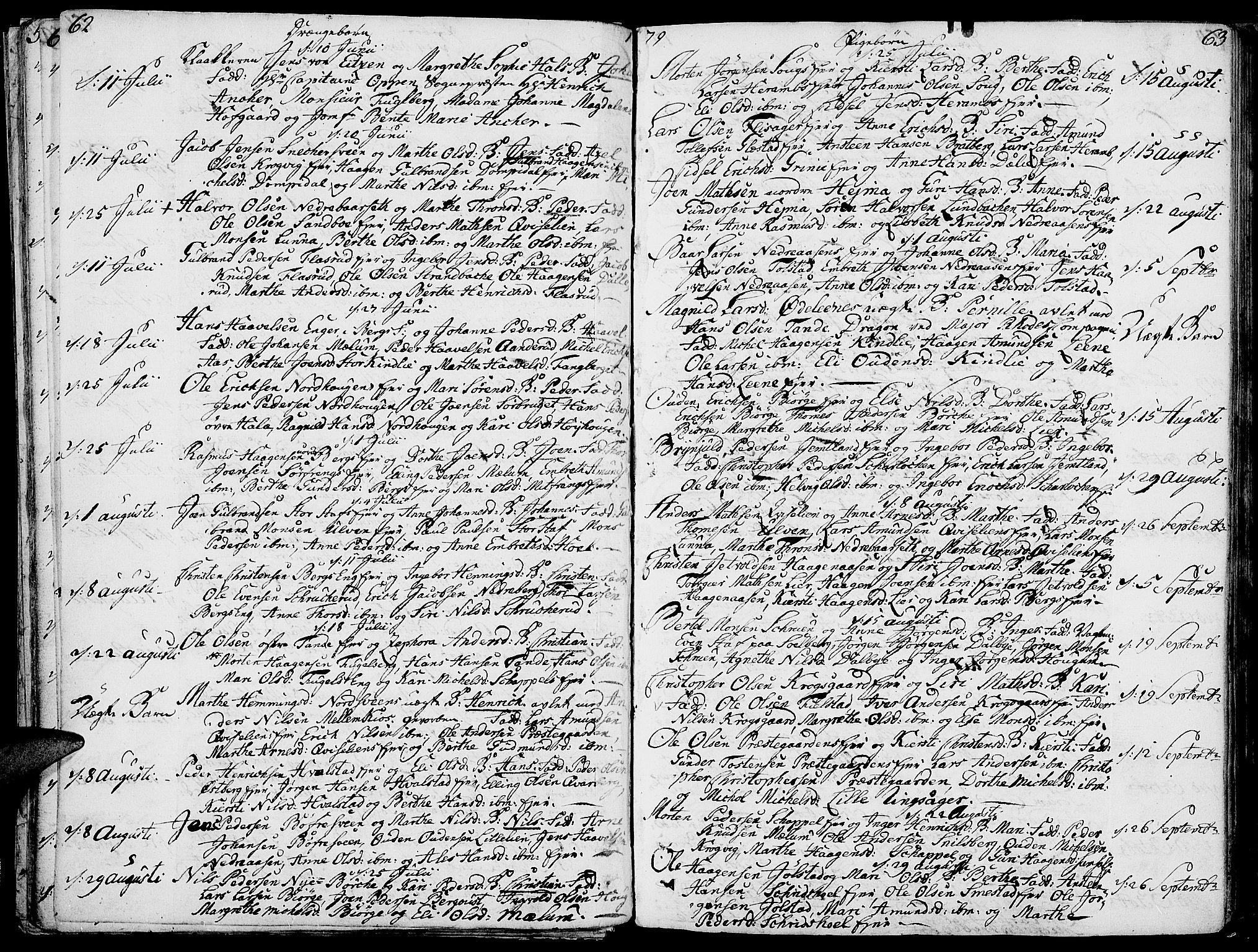 Ringsaker prestekontor, AV/SAH-PREST-014/K/Ka/L0003: Parish register (official) no. 3, 1775-1798, p. 62-63