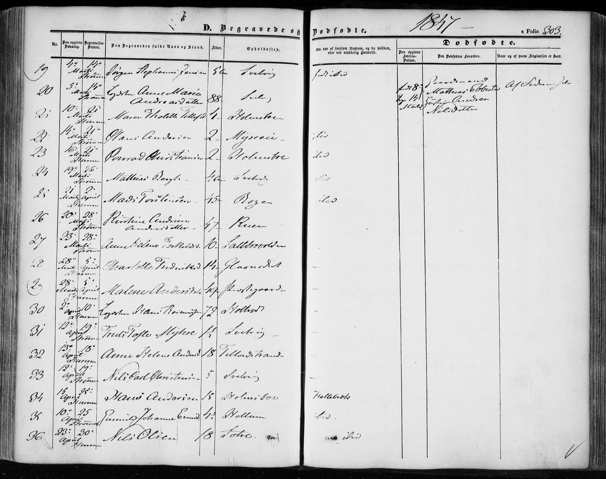 Hurum kirkebøker, SAKO/A-229/F/Fa/L0011: Parish register (official) no. 11, 1847-1860, p. 303
