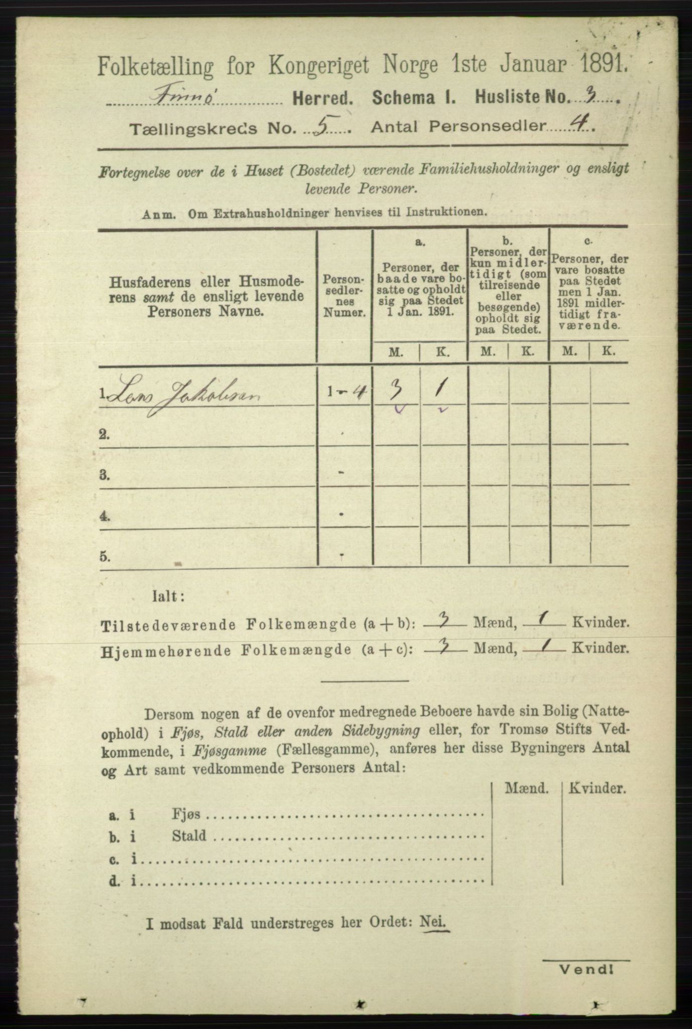 RA, 1891 census for 1141 Finnøy, 1891, p. 1087