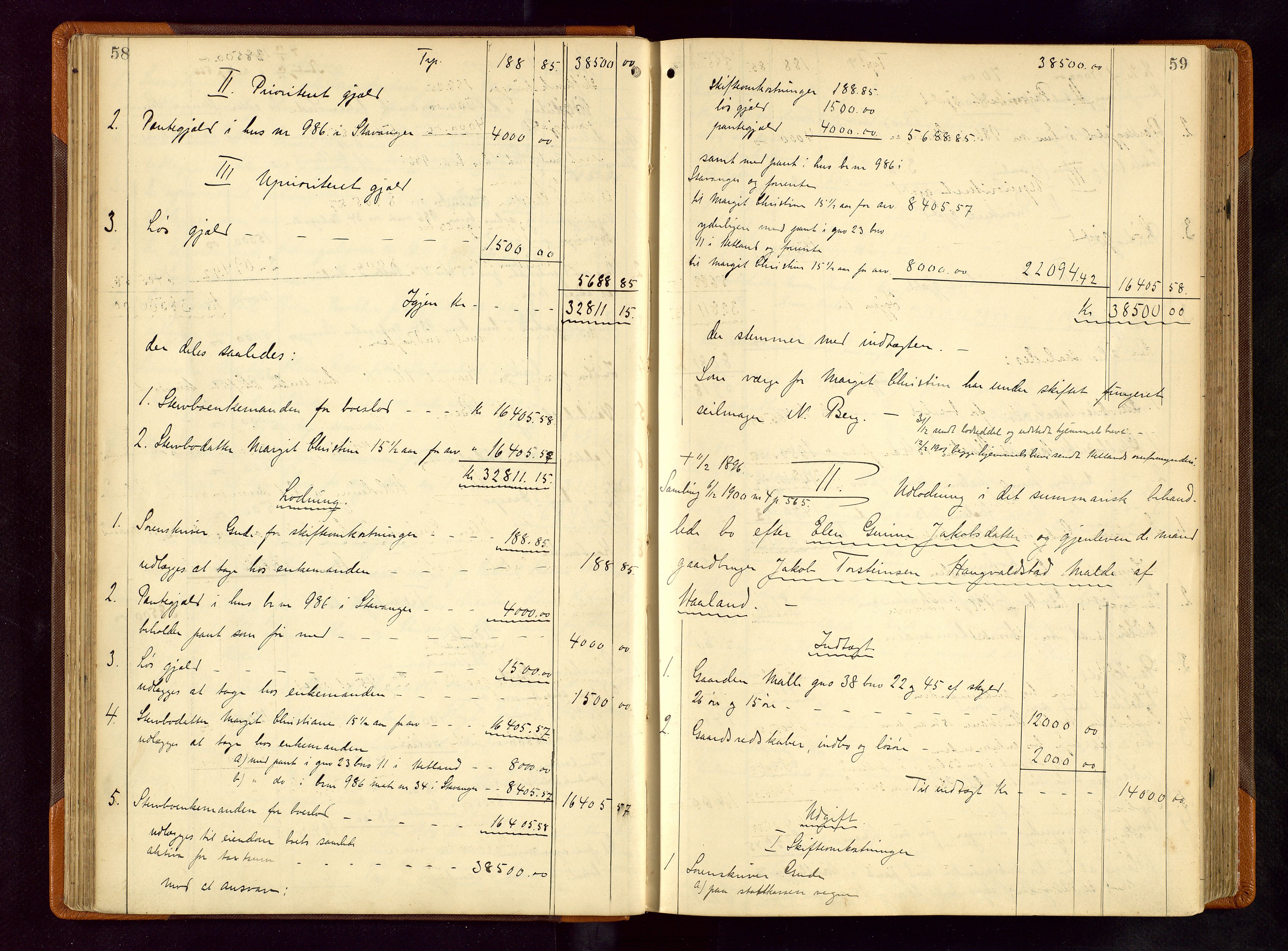 Jæren sorenskriveri, AV/SAST-A-100310/01/5/50/50BB/L0006: SKIFTEUTLODNINGSPROTOKOLL, 1900-1907, p. 58-59