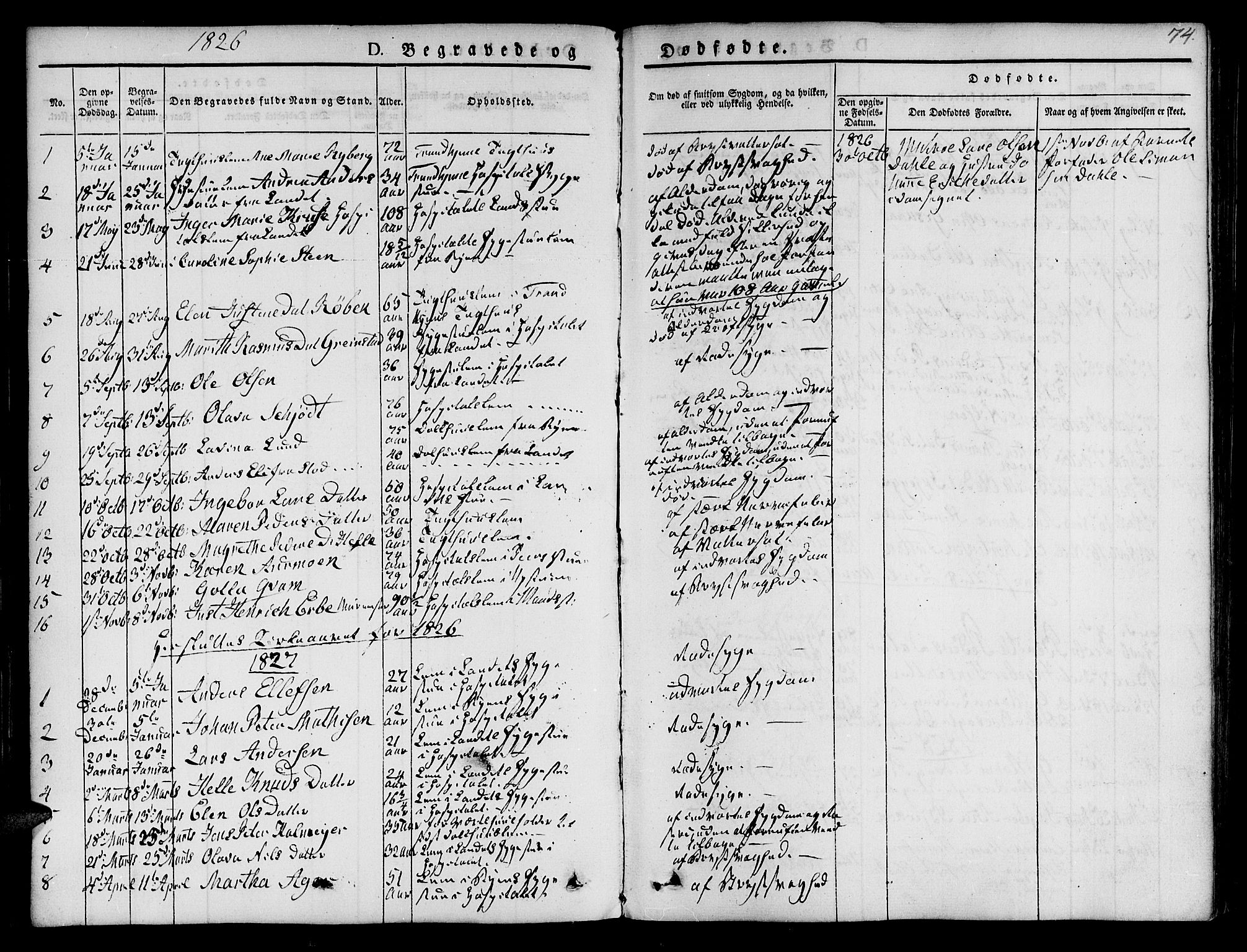 Ministerialprotokoller, klokkerbøker og fødselsregistre - Sør-Trøndelag, SAT/A-1456/623/L0468: Parish register (official) no. 623A02, 1826-1867, p. 74
