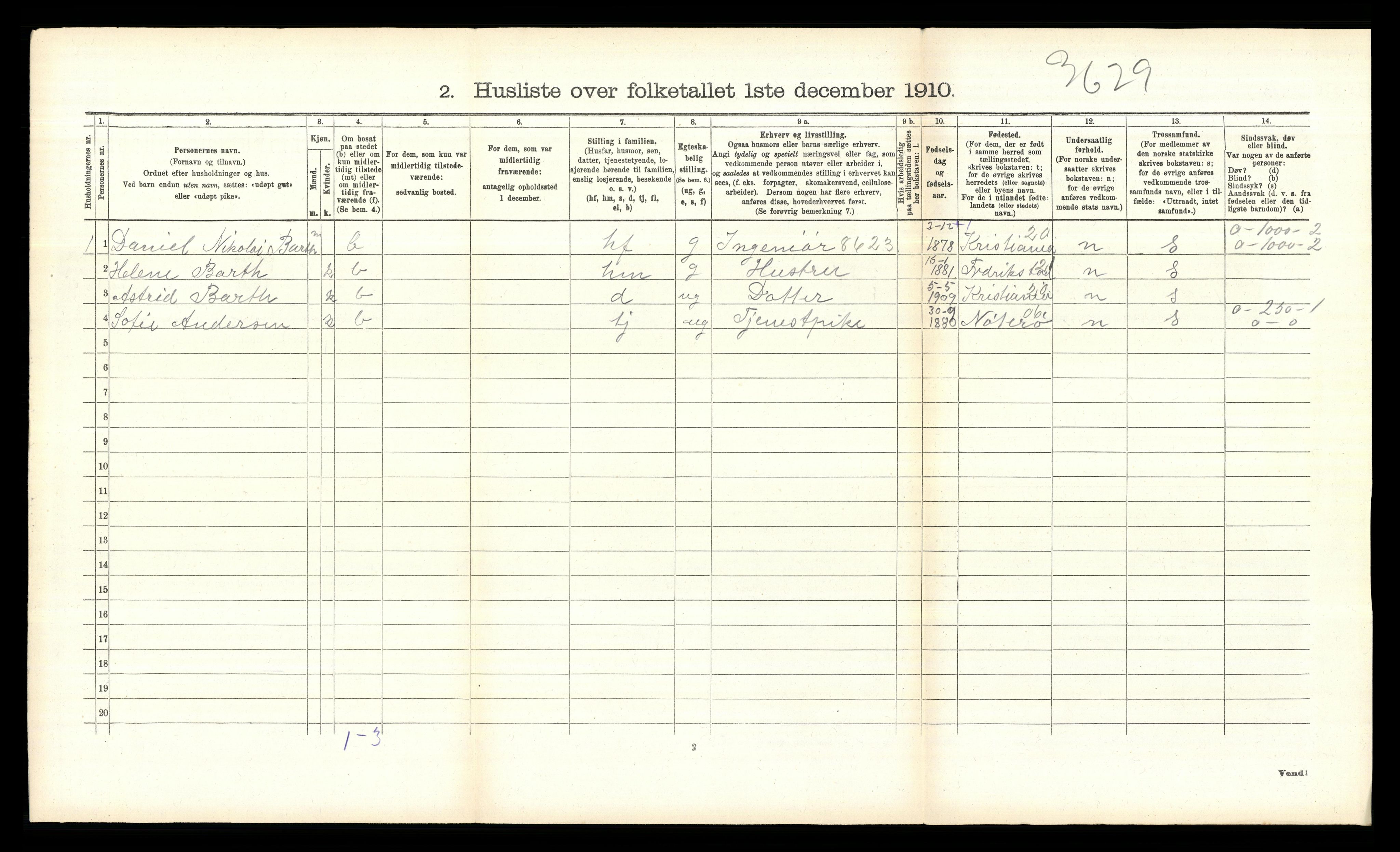 RA, 1910 census for Vestby, 1910, p. 900