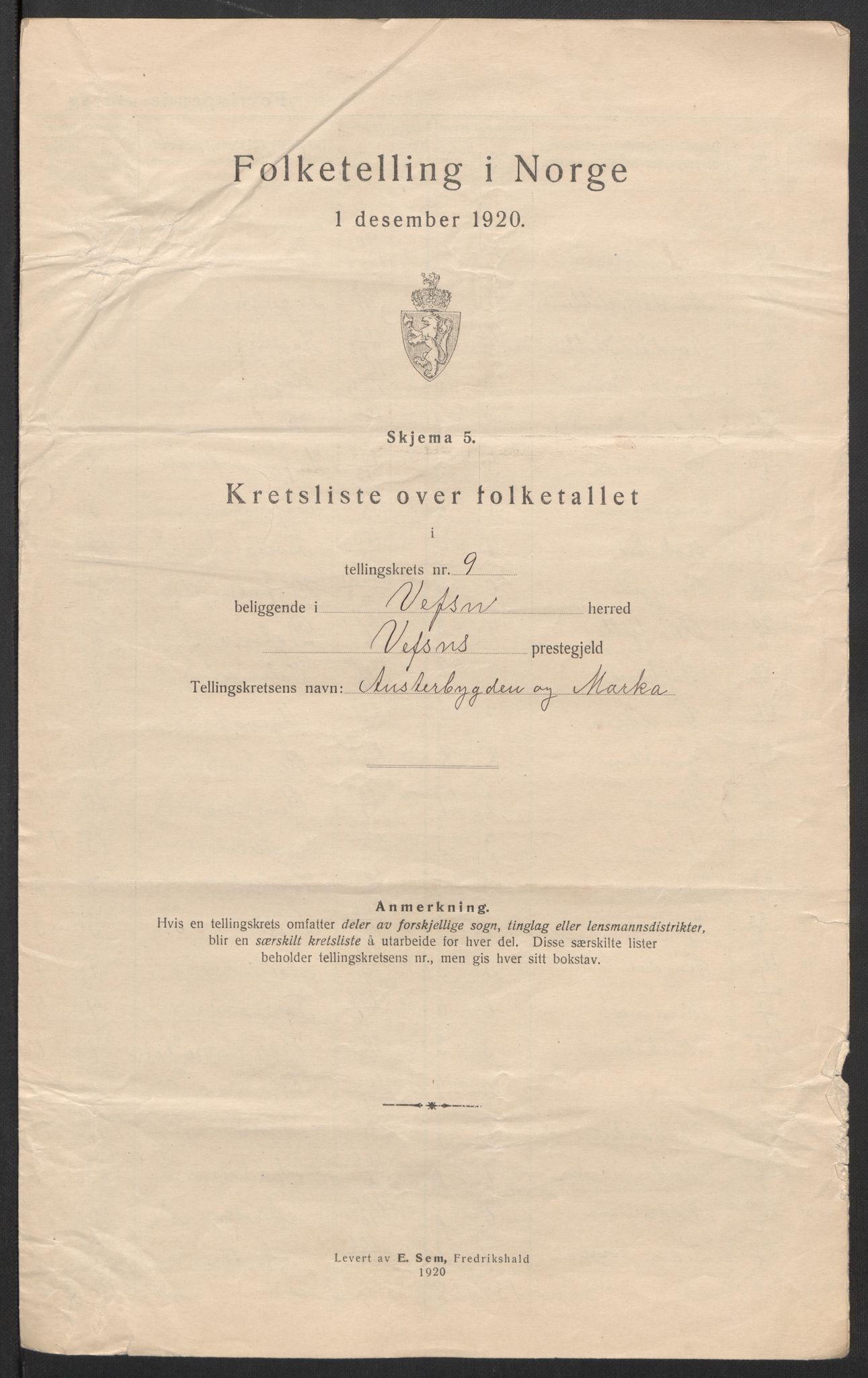 SAT, 1920 census for Vefsn, 1920, p. 33