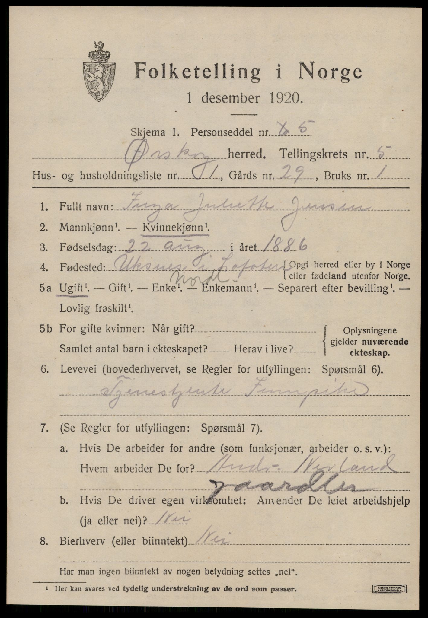 SAT, 1920 census for Ørskog, 1920, p. 3030