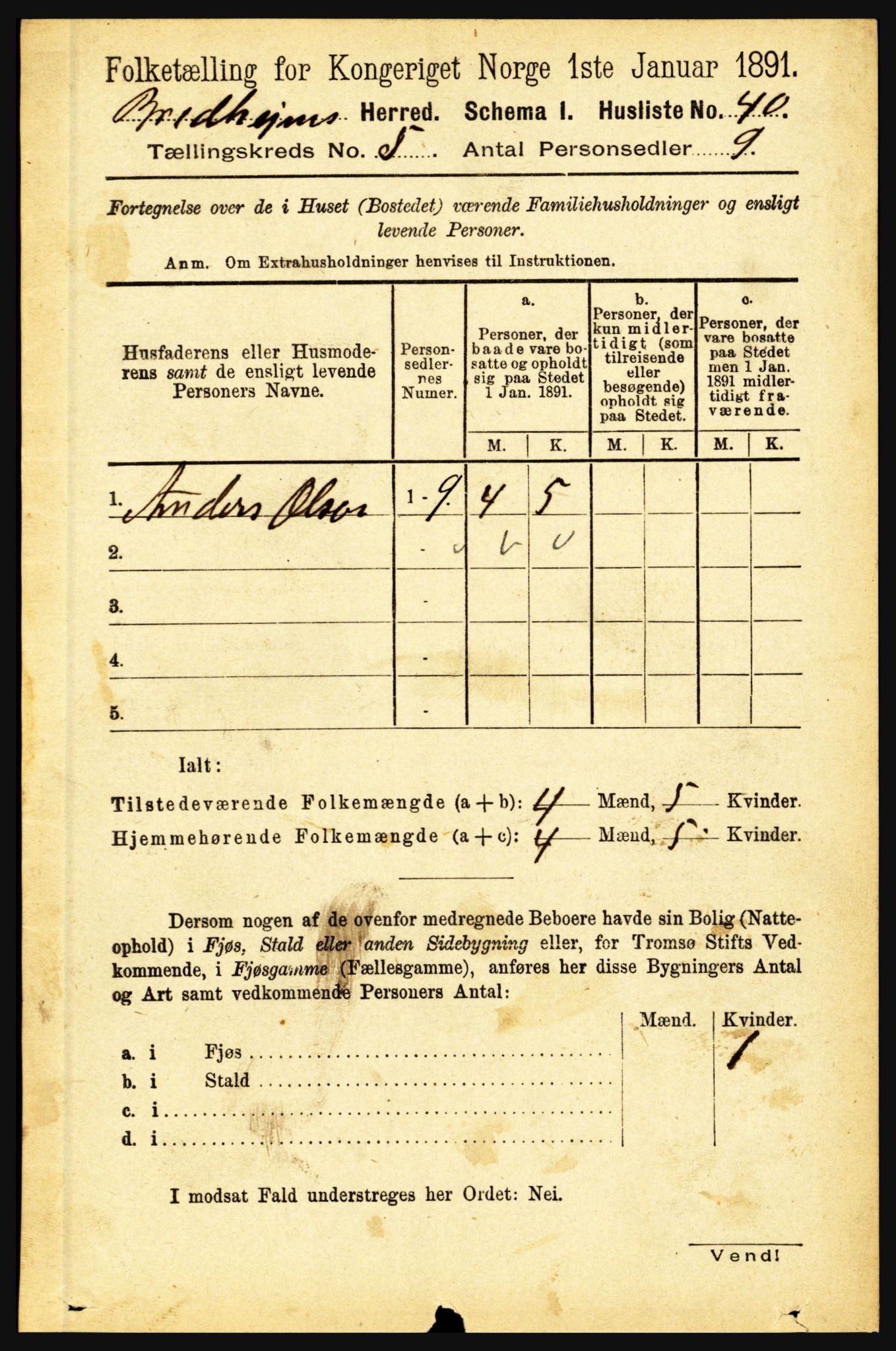 RA, 1891 census for 1446 Breim, 1891, p. 1732