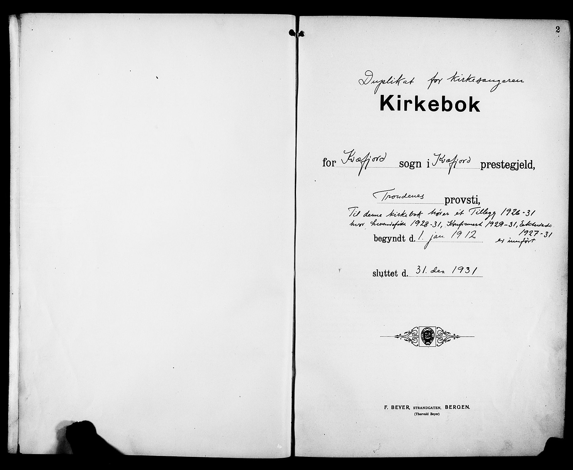 Kvæfjord sokneprestkontor, AV/SATØ-S-1323/G/Ga/Gab/L0006klokker: Parish register (copy) no. 6, 1912-1931, p. 2