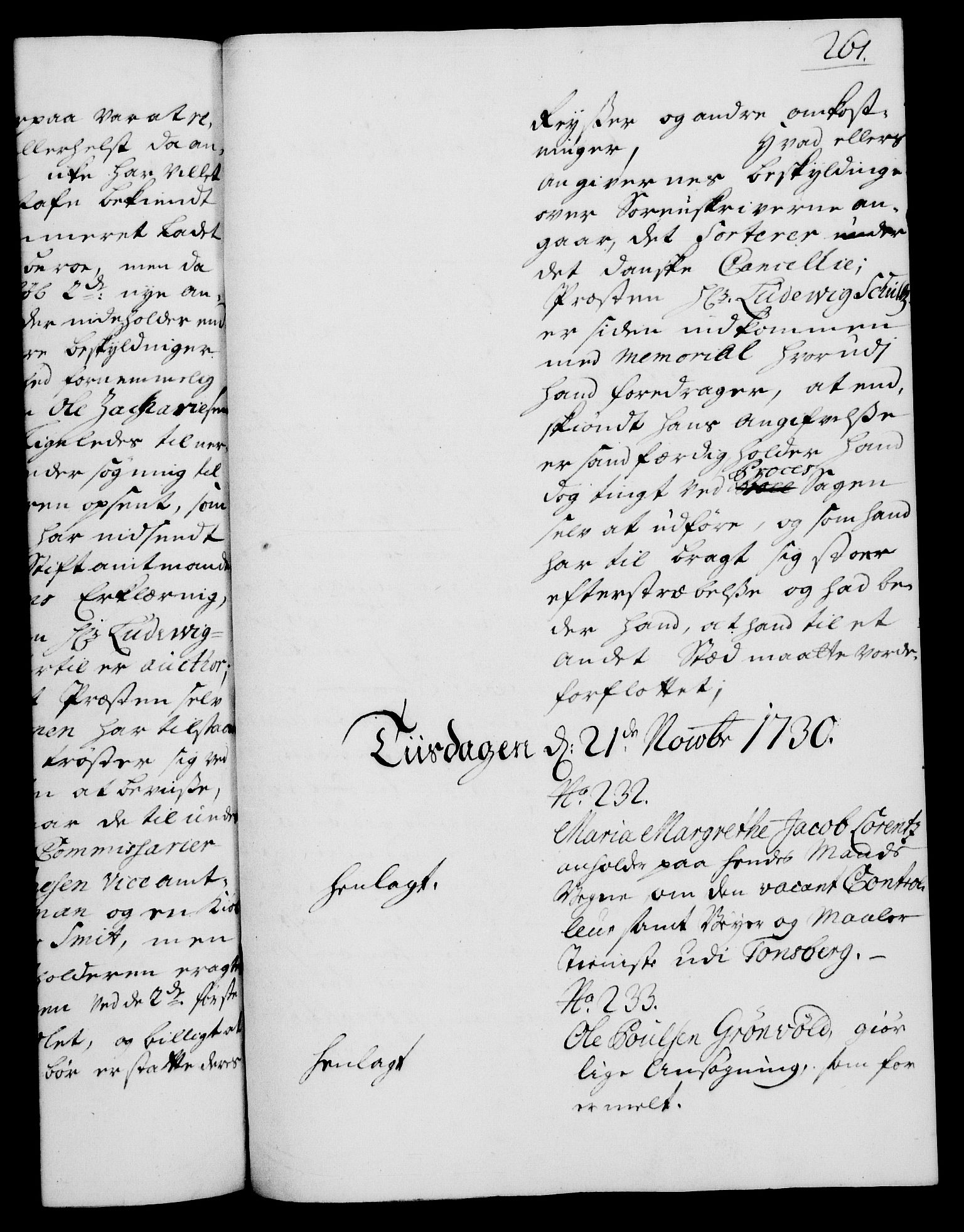 Rentekammeret, Kammerkanselliet, AV/RA-EA-3111/G/Gh/Gha/L0012: Norsk ekstraktmemorialprotokoll (merket RK 53.57), 1730, p. 261