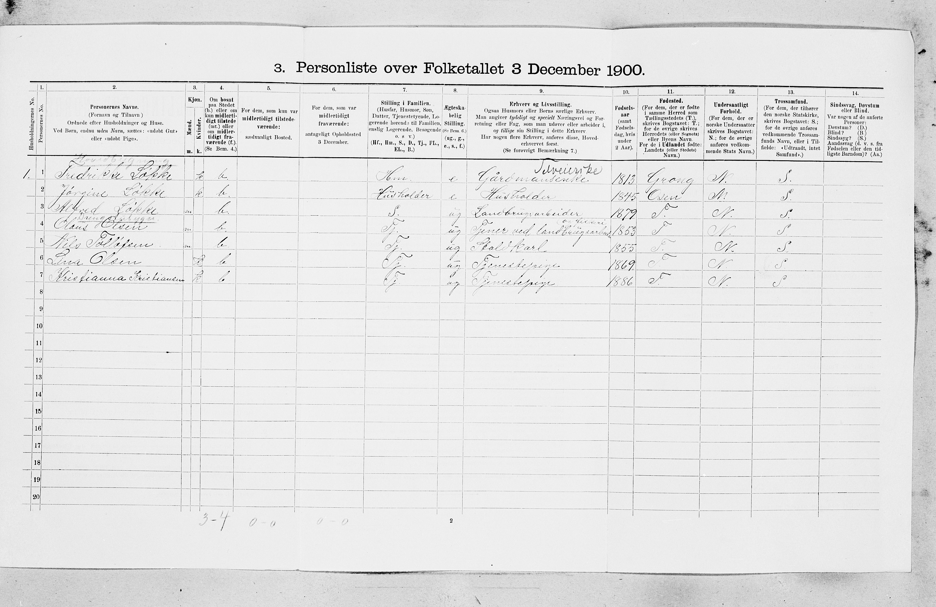 SAT, 1900 census for Stoksund, 1900, p. 39