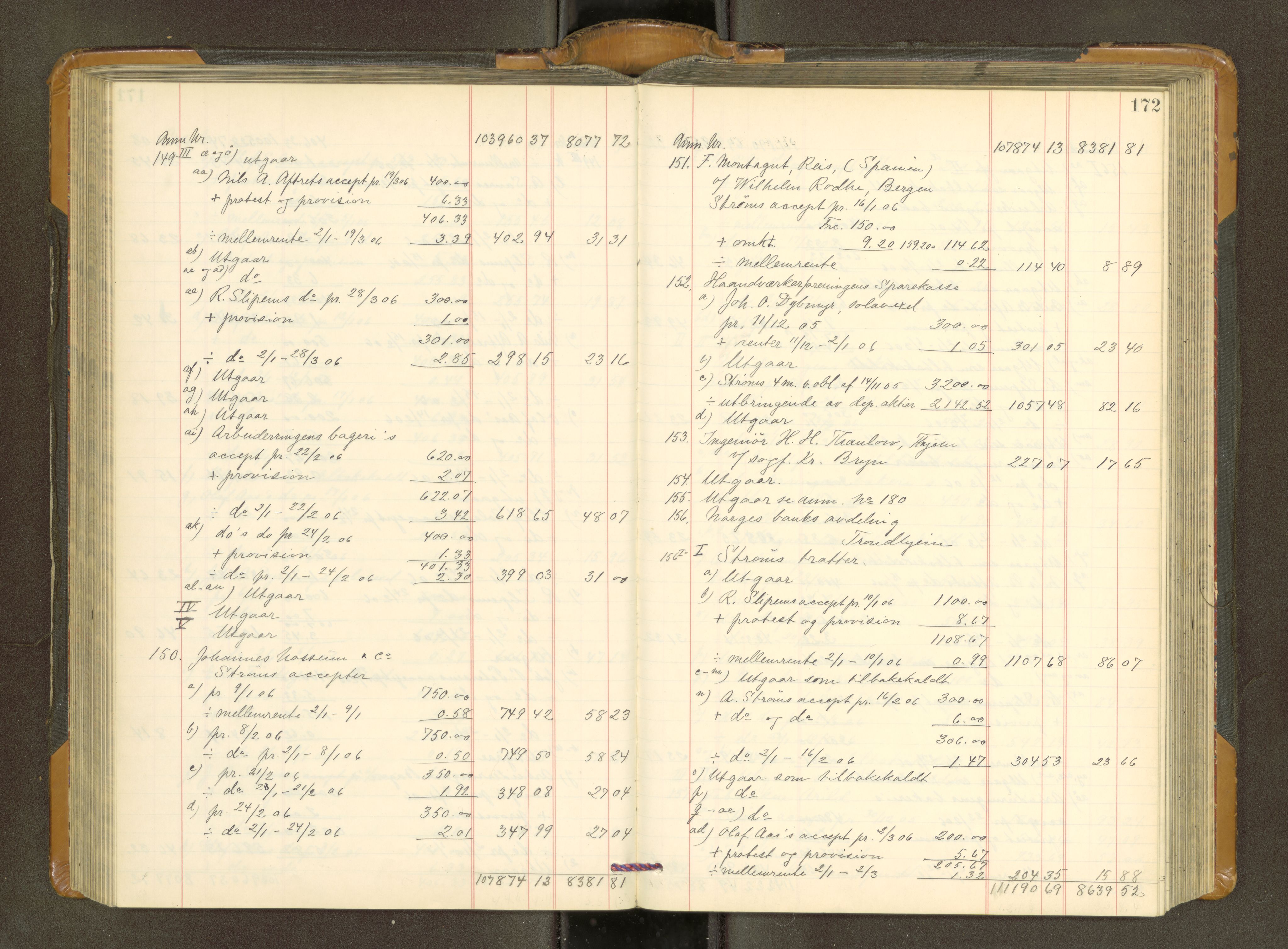 Trondheim byfogd, AV/SAT-A-0003/1/3/3A/L0039: Skifteutlodningsprotokoll - 3/11-2/2. U, 1906-1910, p. 172