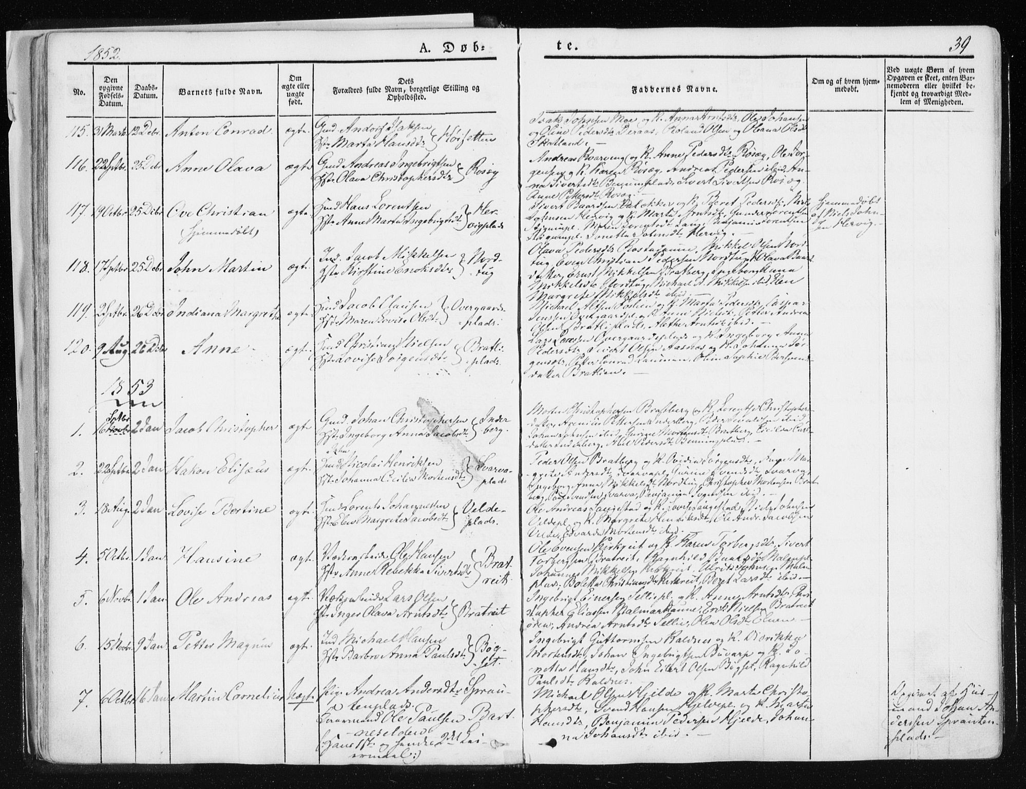 Ministerialprotokoller, klokkerbøker og fødselsregistre - Nord-Trøndelag, SAT/A-1458/741/L0393: Parish register (official) no. 741A07, 1849-1863, p. 39