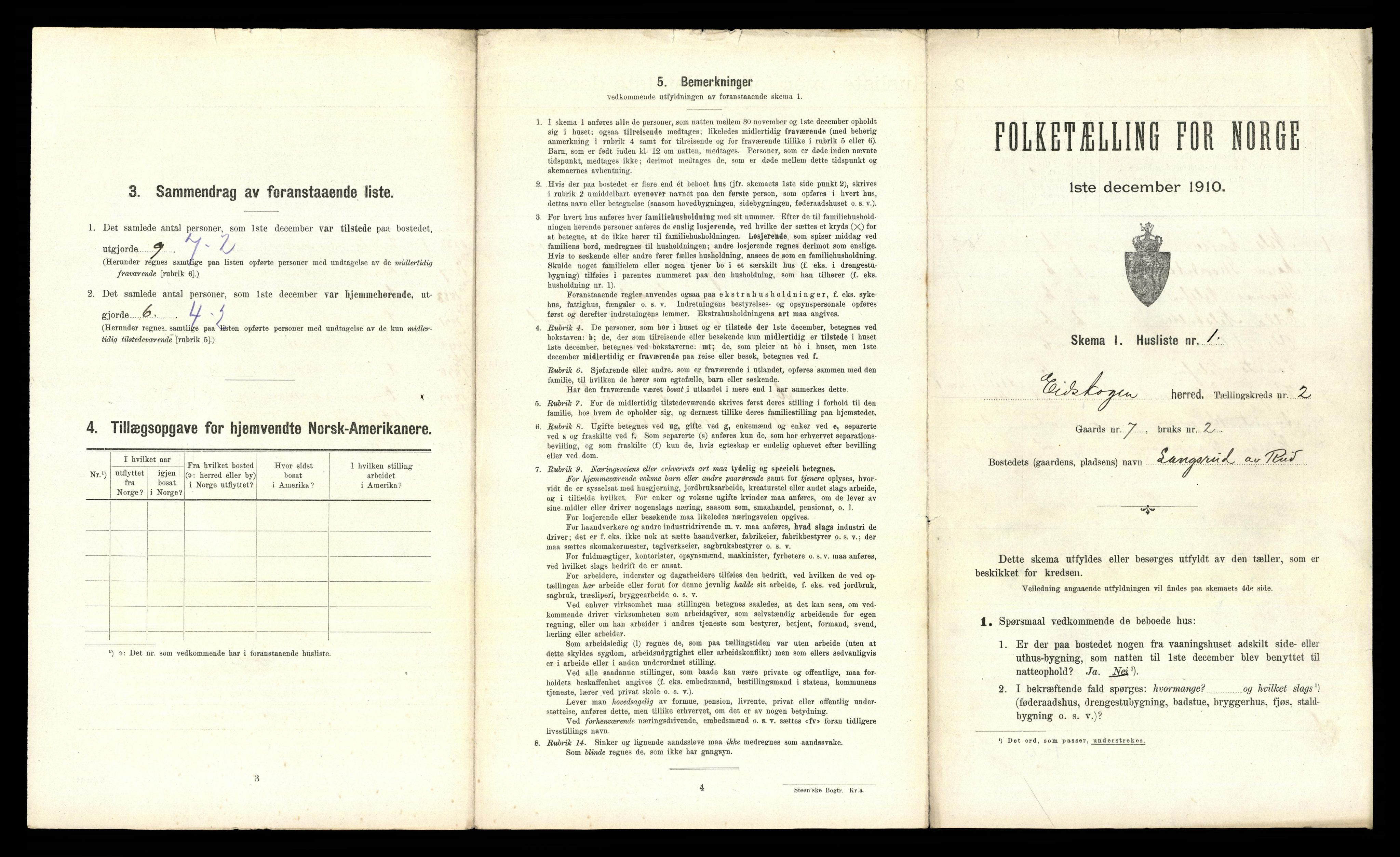 RA, 1910 census for Eidskog, 1910, p. 154