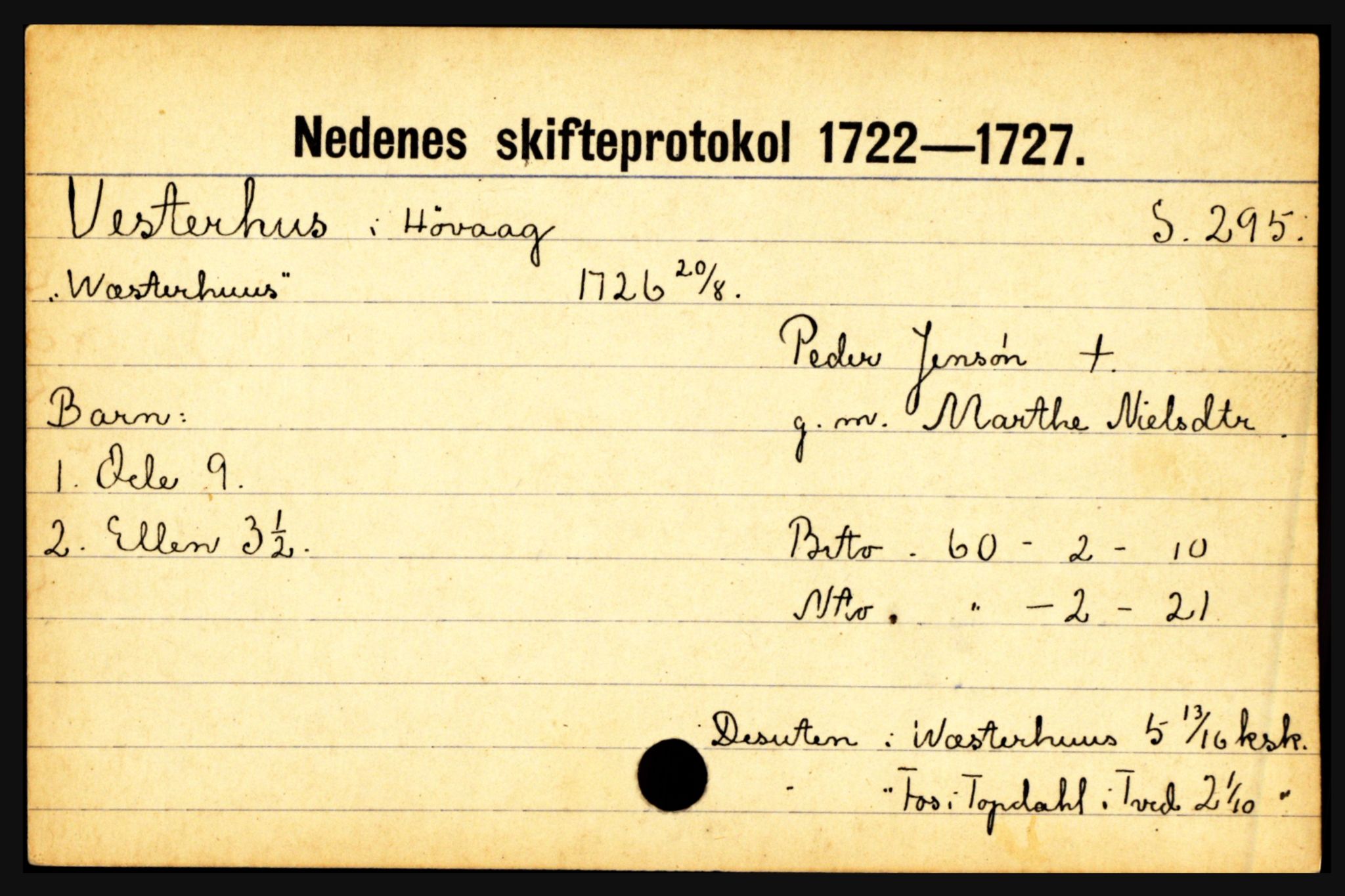 Nedenes sorenskriveri før 1824, AV/SAK-1221-0007/H, p. 32875