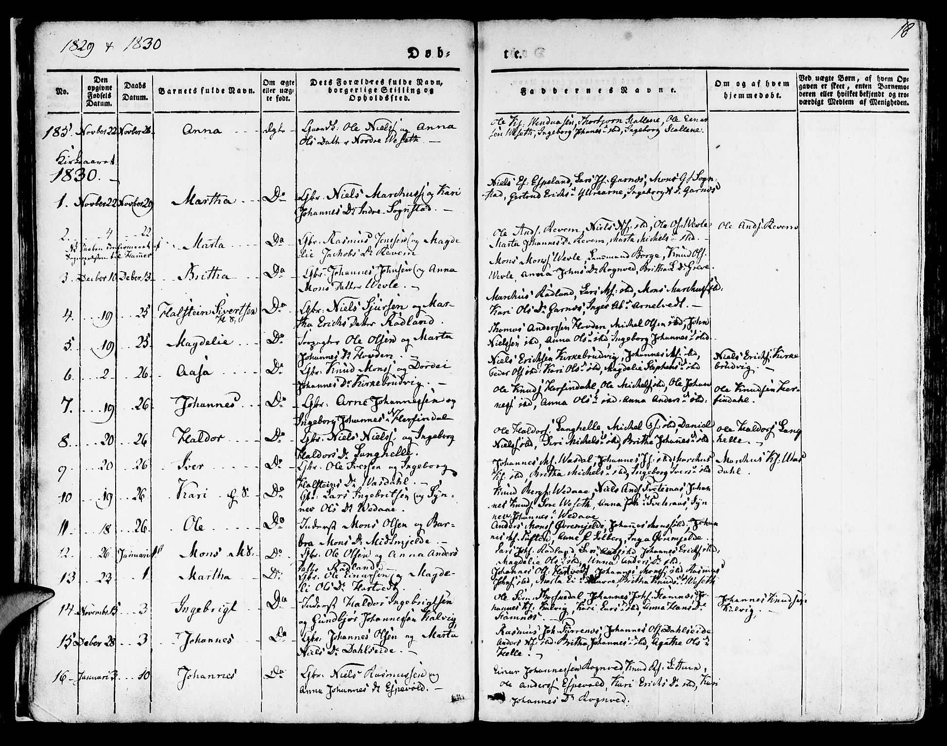 Haus sokneprestembete, AV/SAB-A-75601/H/Haa: Parish register (official) no. A 14, 1827-1838, p. 18