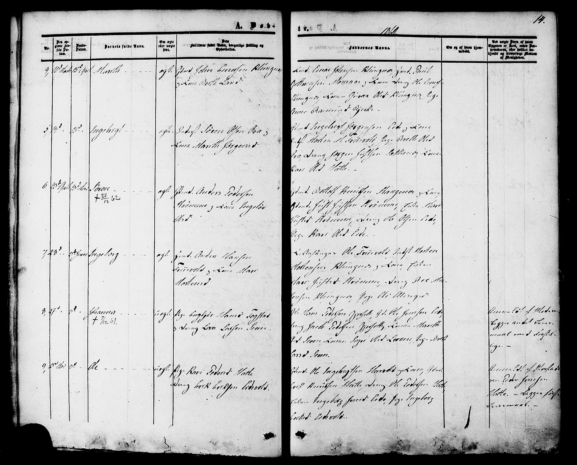 Ministerialprotokoller, klokkerbøker og fødselsregistre - Møre og Romsdal, AV/SAT-A-1454/542/L0552: Parish register (official) no. 542A02, 1854-1884, p. 14