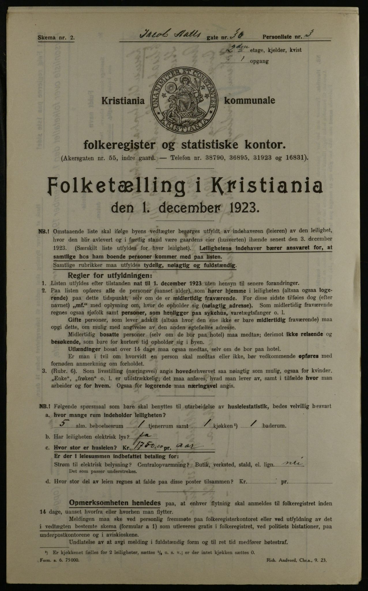 OBA, Municipal Census 1923 for Kristiania, 1923, p. 50352