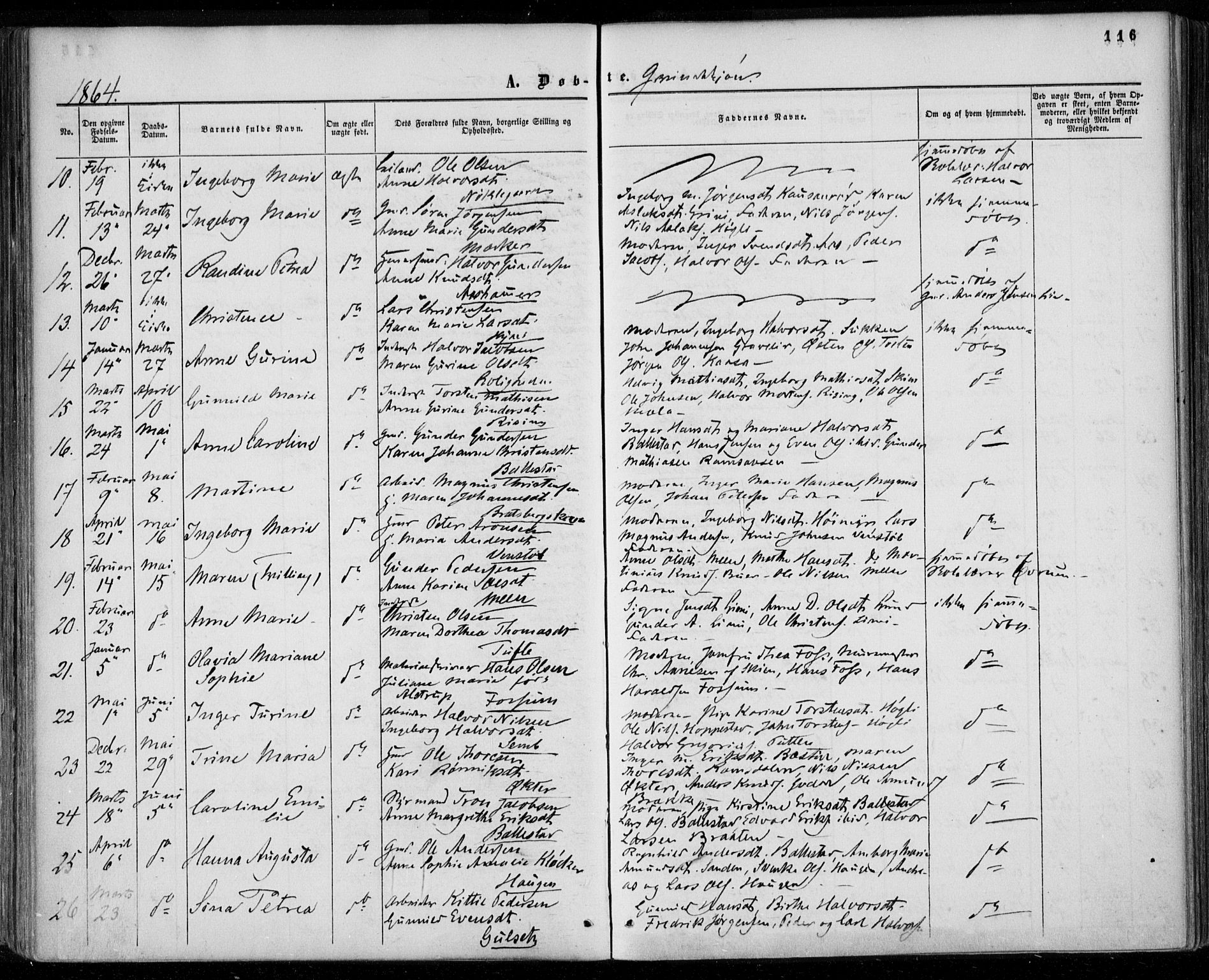 Gjerpen kirkebøker, AV/SAKO-A-265/F/Fa/L0008a: Parish register (official) no. I 8A, 1857-1871, p. 116