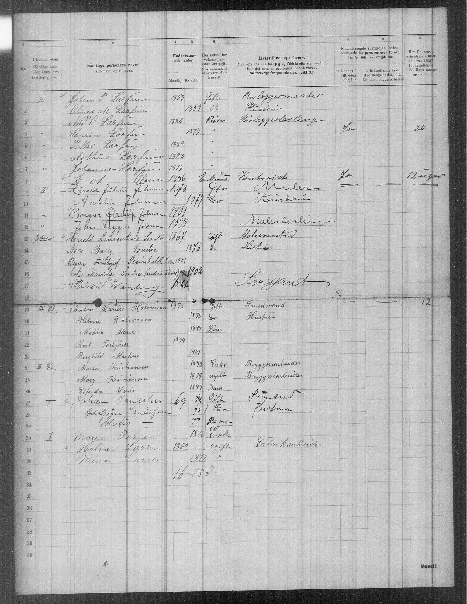 OBA, Municipal Census 1902 for Kristiania, 1902, p. 1537