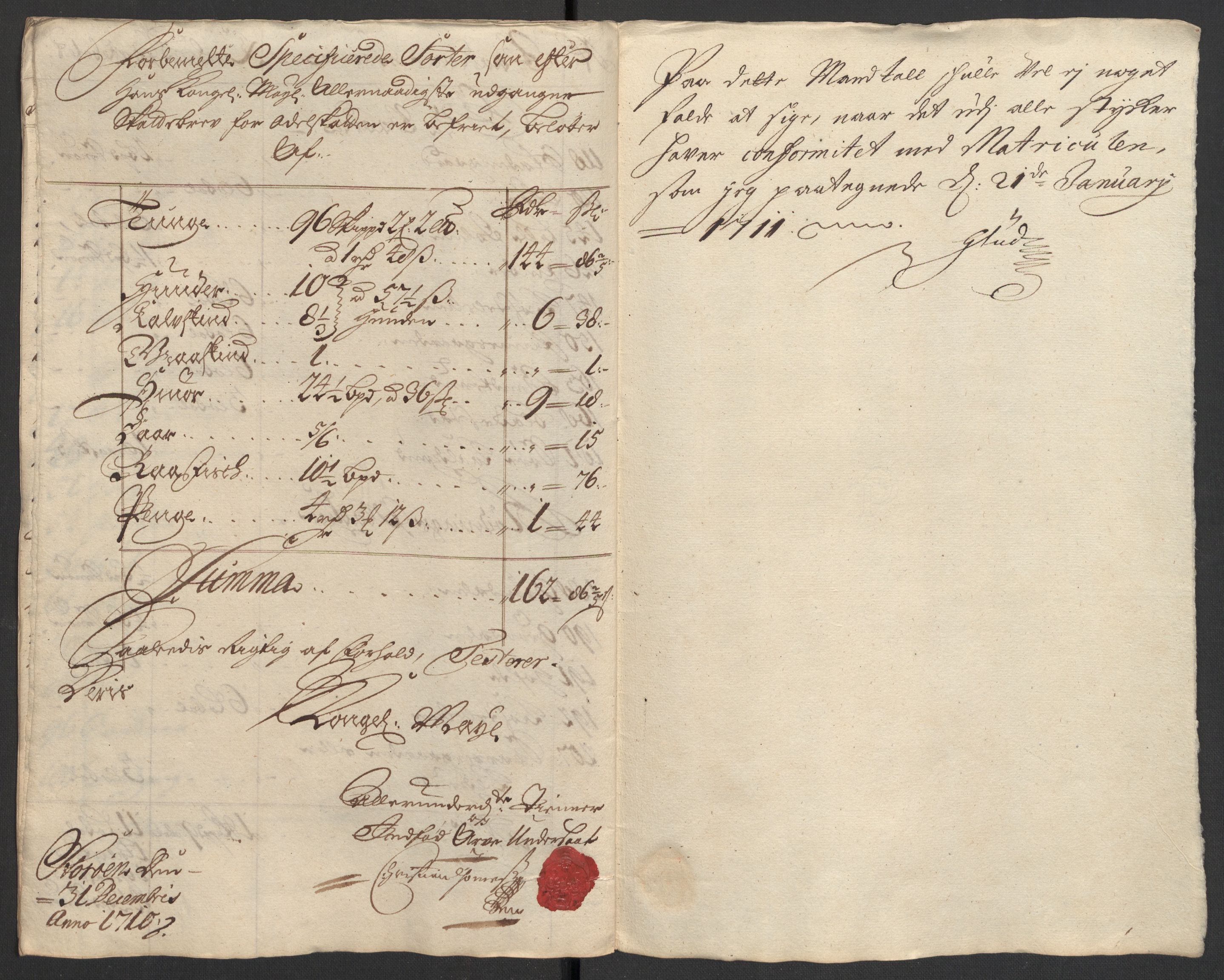 Rentekammeret inntil 1814, Reviderte regnskaper, Fogderegnskap, AV/RA-EA-4092/R23/L1468: Fogderegnskap Ringerike og Hallingdal, 1709-1710, p. 394