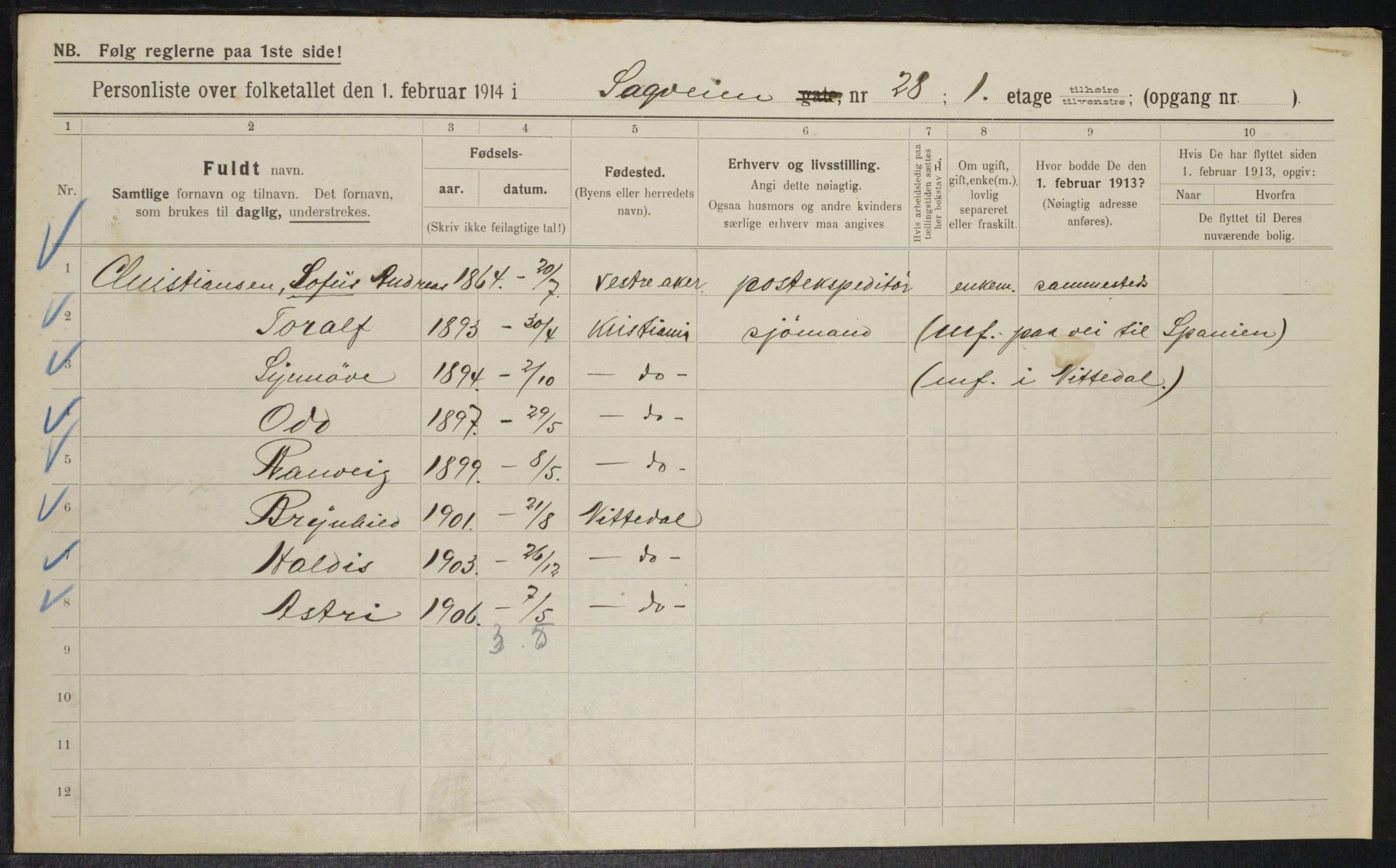 OBA, Municipal Census 1914 for Kristiania, 1914, p. 86493